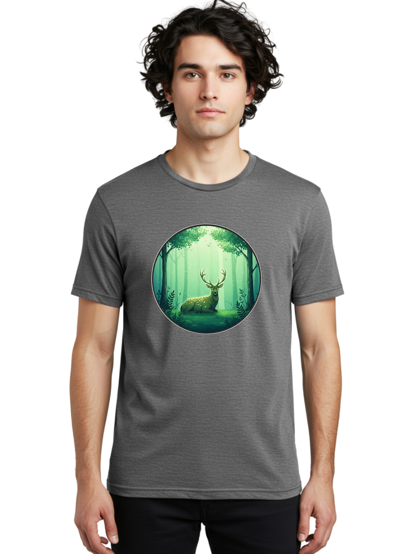 Deer-In-Forest-1 Men'S Graphic Tee, 100% Cotton, Comfortable Casual Summer Wear, Machine Washable, Vintage Camera, Old Camera, Antique Camera, Black Camera, Classic Photography, Photography Equipment, Nostalgic Device, Film Camera, Camera Art Baf025