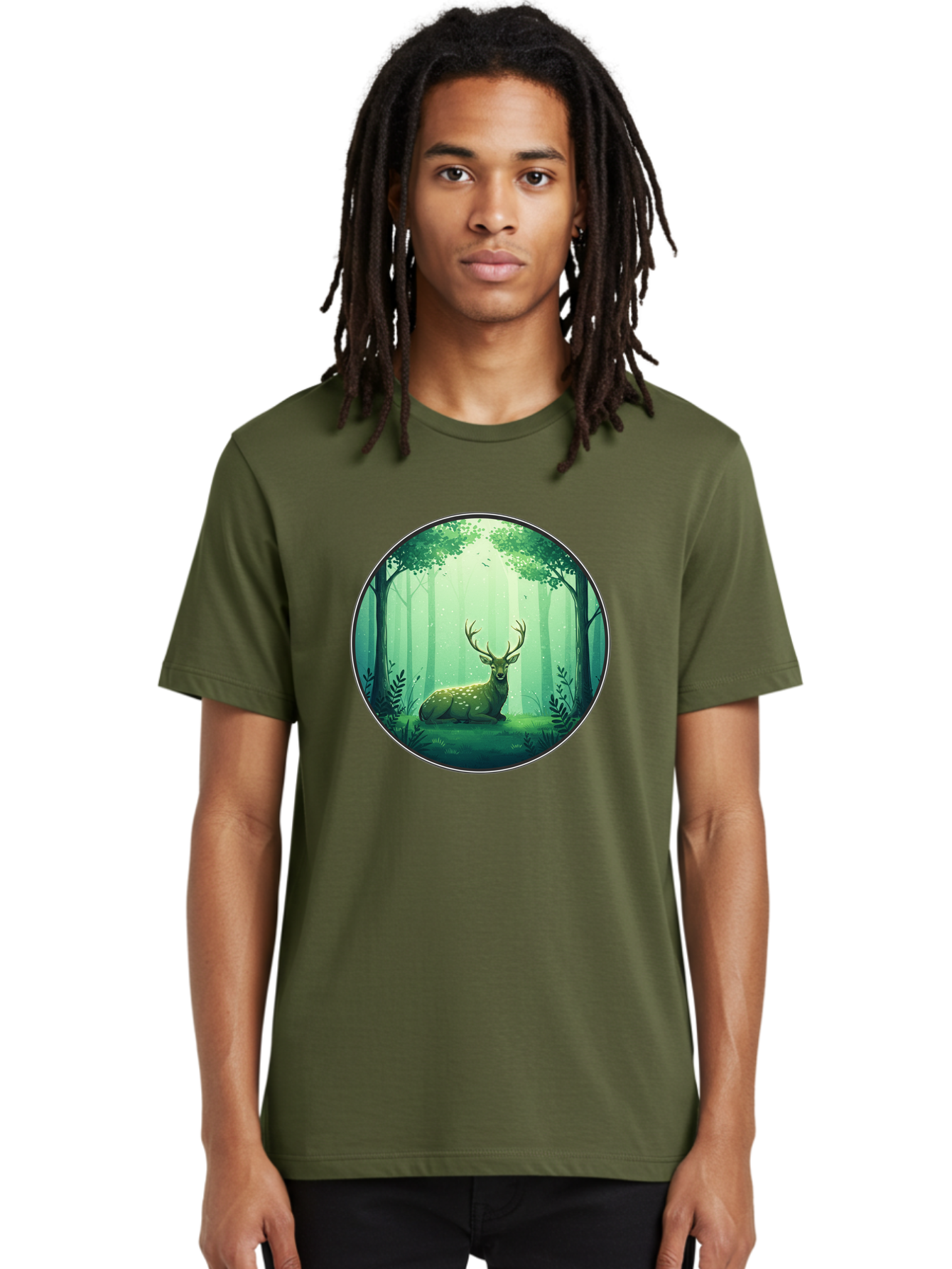 Deer-In-Forest-1 Men'S Graphic Tee, 100% Cotton, Comfortable Casual Summer Wear, Machine Washable, Vintage Camera, Old Camera, Antique Camera, Black Camera, Classic Photography, Photography Equipment, Nostalgic Device, Film Camera, Camera Art Baf025