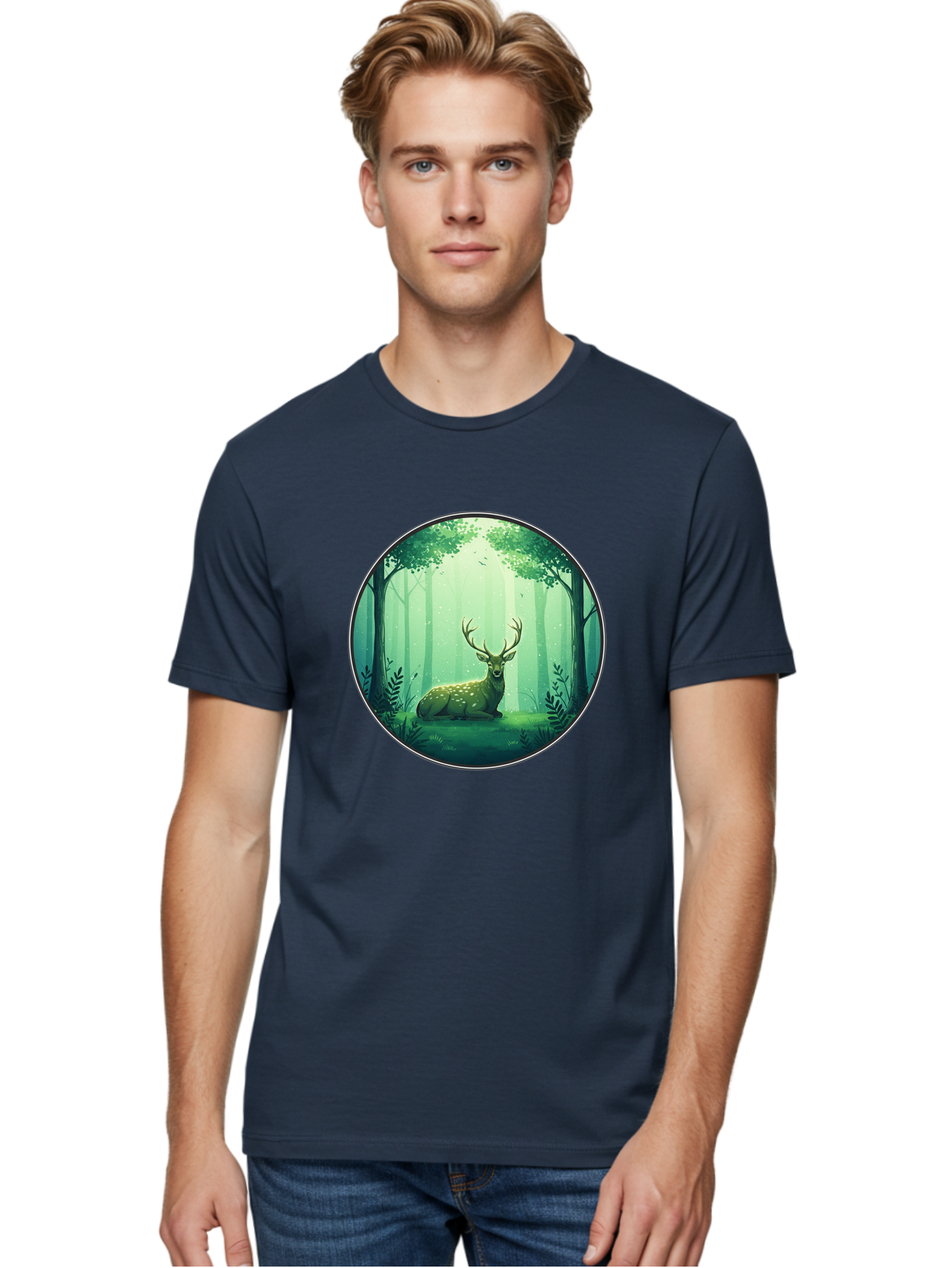 Deer-In-Forest-1 Men'S Graphic Tee, 100% Cotton, Comfortable Casual Summer Wear, Machine Washable, Vintage Camera, Old Camera, Antique Camera, Black Camera, Classic Photography, Photography Equipment, Nostalgic Device, Film Camera, Camera Art Baf025