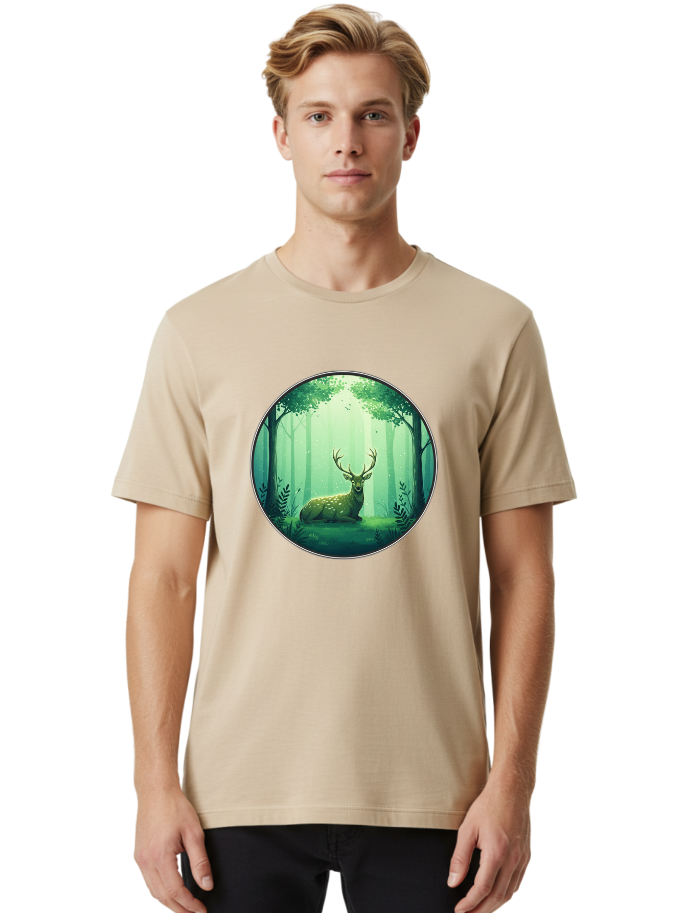 Deer-In-Forest-1 Men'S Graphic Tee, 100% Cotton, Comfortable Casual Summer Wear, Machine Washable, Vintage Camera, Old Camera, Antique Camera, Black Camera, Classic Photography, Photography Equipment, Nostalgic Device, Film Camera, Camera Art Baf025