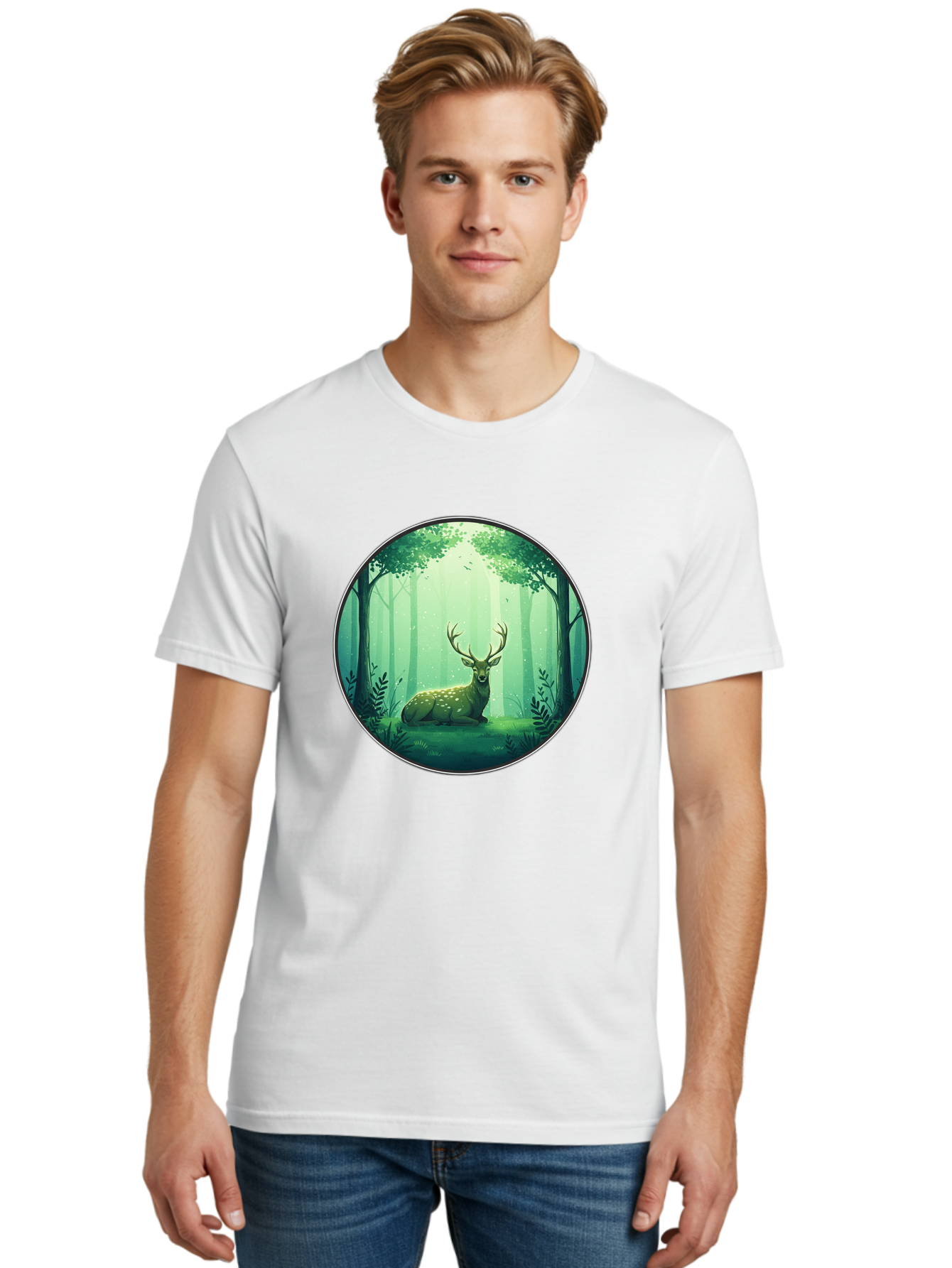 Deer-In-Forest-1 Men'S Graphic Tee, 100% Cotton, Comfortable Casual Summer Wear, Machine Washable, Vintage Camera, Old Camera, Antique Camera, Black Camera, Classic Photography, Photography Equipment, Nostalgic Device, Film Camera, Camera Art Baf025