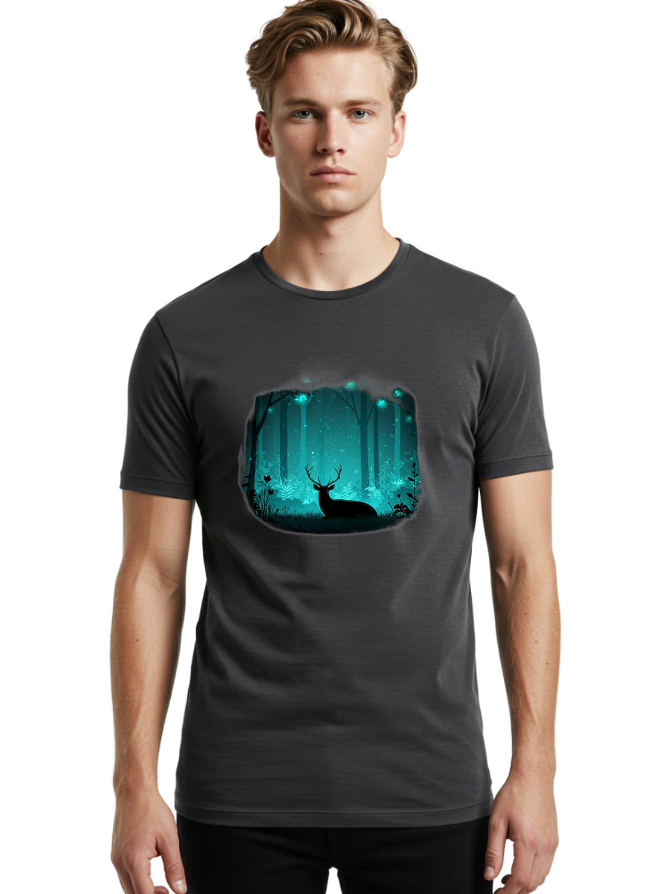 Deer-In-Forest Men'S Graphic Tee, 100% Cotton, Comfortable Casual Summer Wear, Machine Washable, Vintage Camera, Old Camera, Antique Camera, Black Camera, Classic Photography, Photography Equipment, Nostalgic Device, Film Camera, Camera Art Baf026