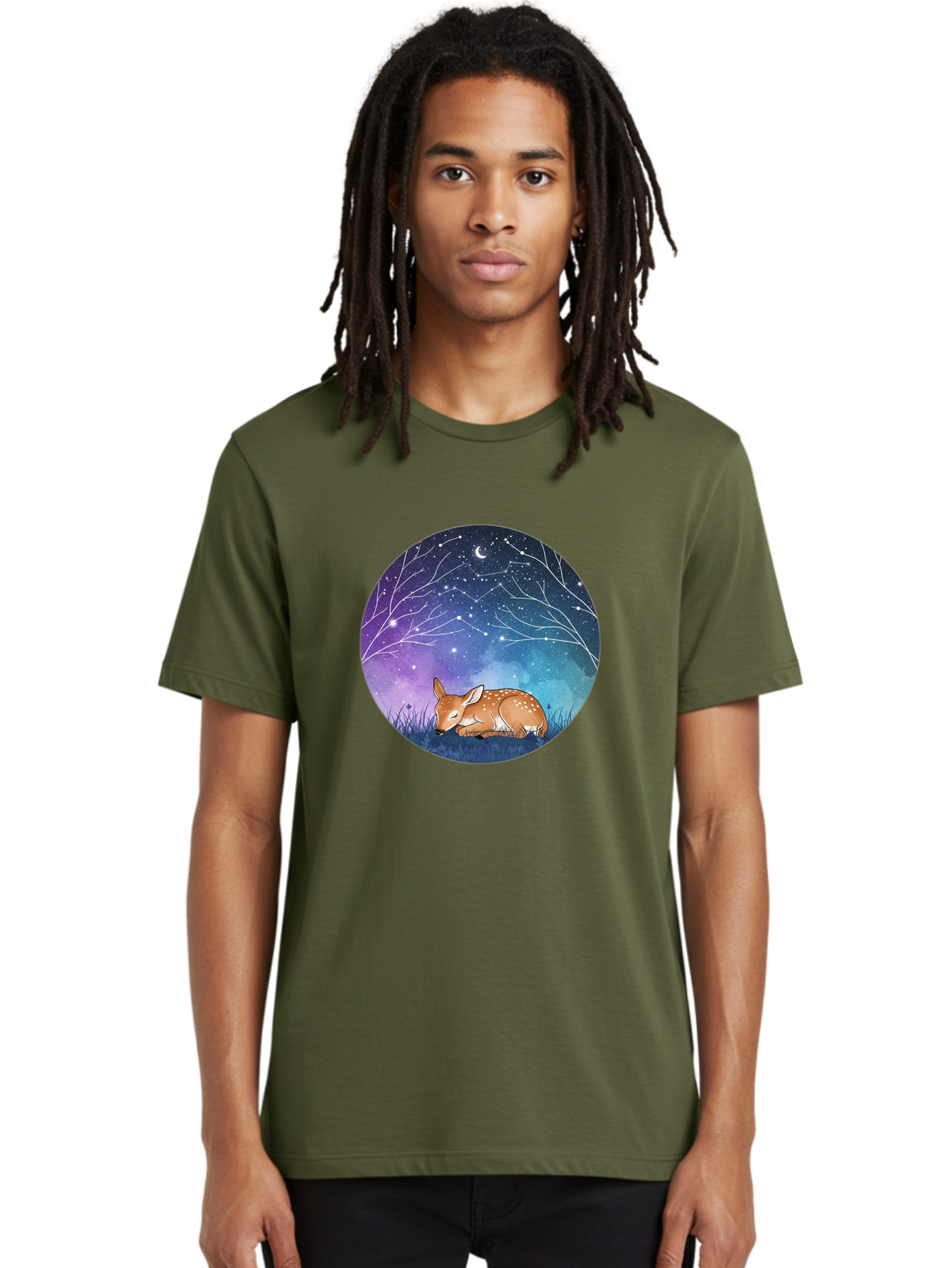 Deer-Under-Starry-Night-Sky Men'S Graphic Tee, 100% Cotton, Comfortable Casual Summer Wear, Machine Washable, Vintage Camera, Old Camera, Antique Camera, Black Camera, Classic Photography, Photography Equipment, Nostalgic Device, Film Camera, Baf030