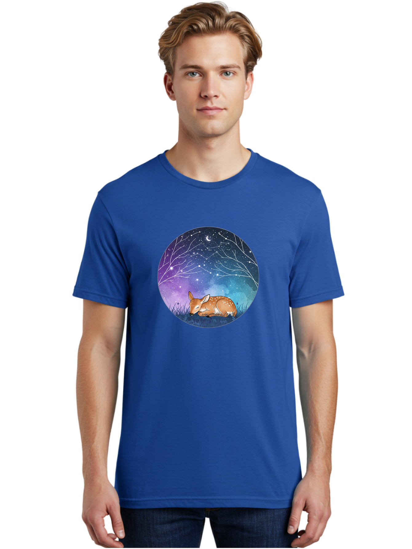 Deer-Under-Starry-Night-Sky Men'S Graphic Tee, 100% Cotton, Comfortable Casual Summer Wear, Machine Washable, Vintage Camera, Old Camera, Antique Camera, Black Camera, Classic Photography, Photography Equipment, Nostalgic Device, Film Camera, Baf030