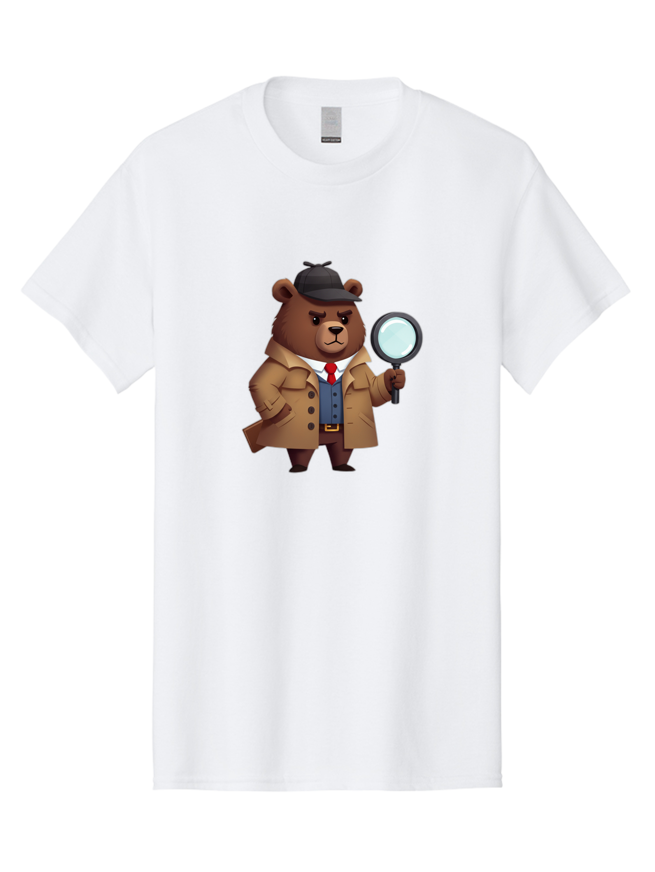 Detective-Bear Men'S Graphic Tee, 100% Cotton, Comfortable Casual Summer Wear, Machine Washable, Vintage Camera, Old Camera, Antique Camera, Black Camera, Classic Photography, Photography Equipment, Nostalgic Device, Film Camera, Camera Art Baf031