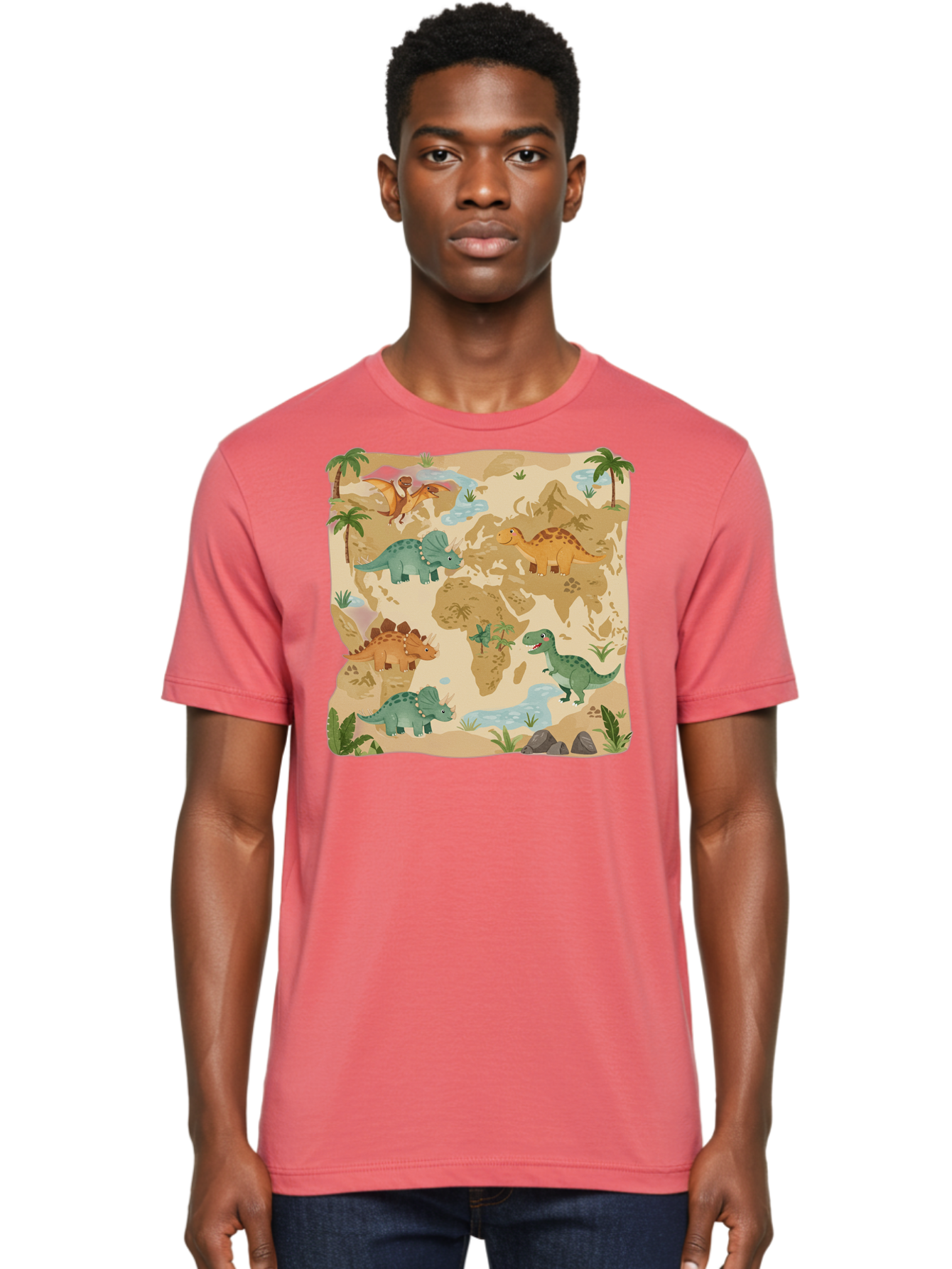 Dinosaur-World-Map Men'S Graphic Tee, 100% Cotton, Comfortable Casual Summer Wear, Machine Washable, Vintage Camera, Old Camera, Antique Camera, Black Camera, Classic Photography, Photography Equipment, Nostalgic Device, Film Camera, Baf035