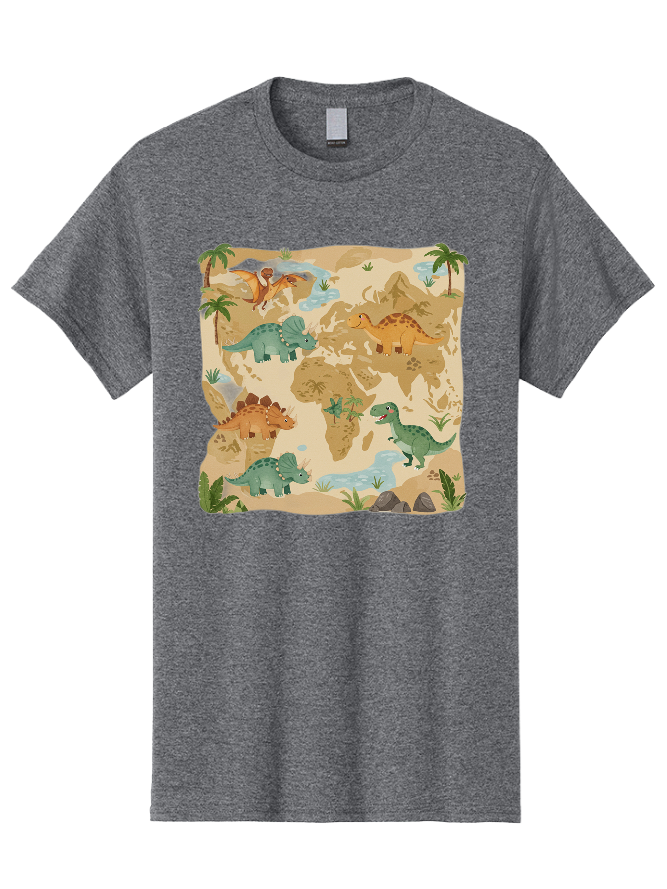 Dinosaur-World-Map Men'S Graphic Tee, 100% Cotton, Comfortable Casual Summer Wear, Machine Washable, Vintage Camera, Old Camera, Antique Camera, Black Camera, Classic Photography, Photography Equipment, Nostalgic Device, Film Camera, Baf035
