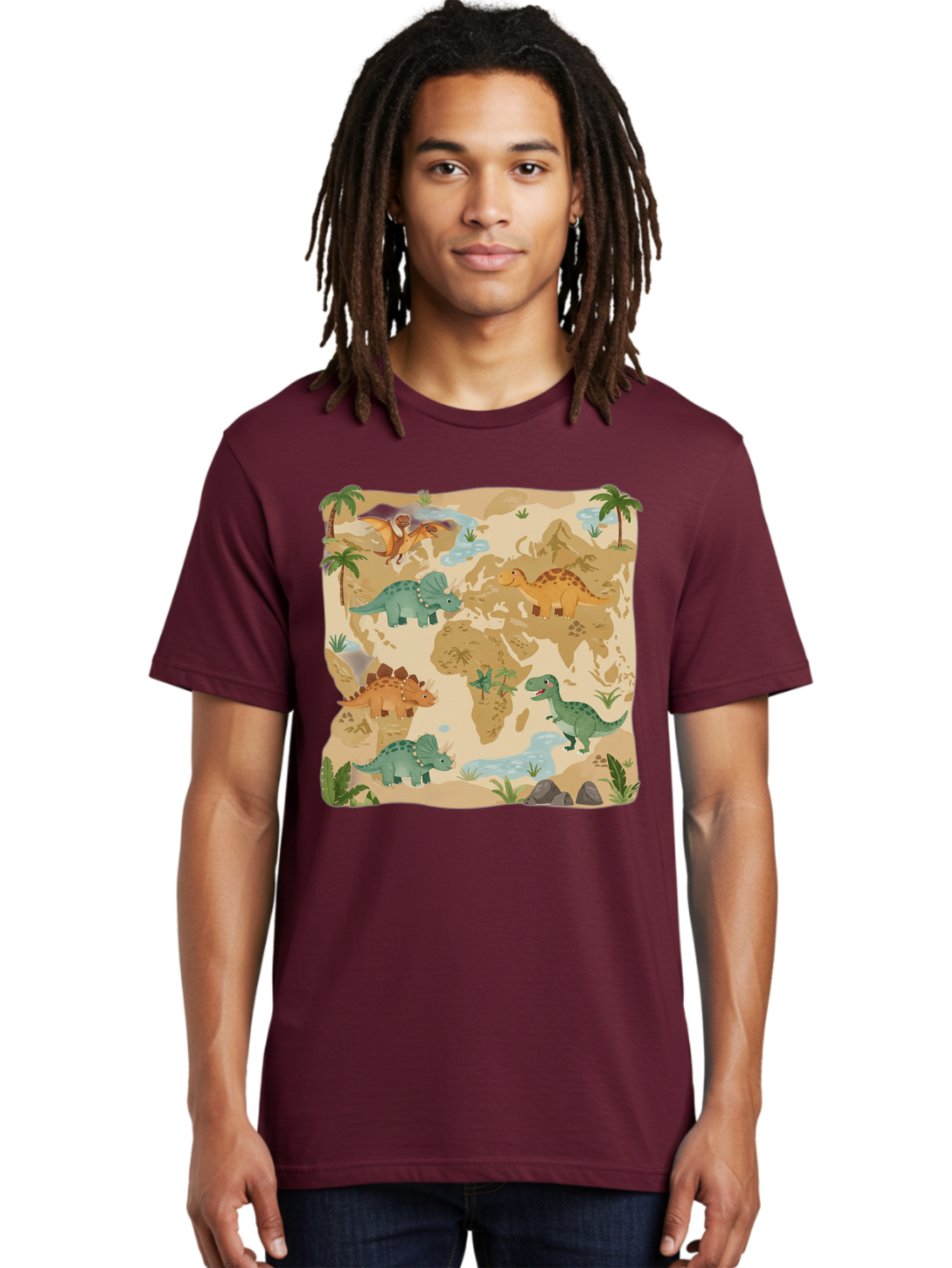 Dinosaur-World-Map Men'S Graphic Tee, 100% Cotton, Comfortable Casual Summer Wear, Machine Washable, Vintage Camera, Old Camera, Antique Camera, Black Camera, Classic Photography, Photography Equipment, Nostalgic Device, Film Camera, Baf035