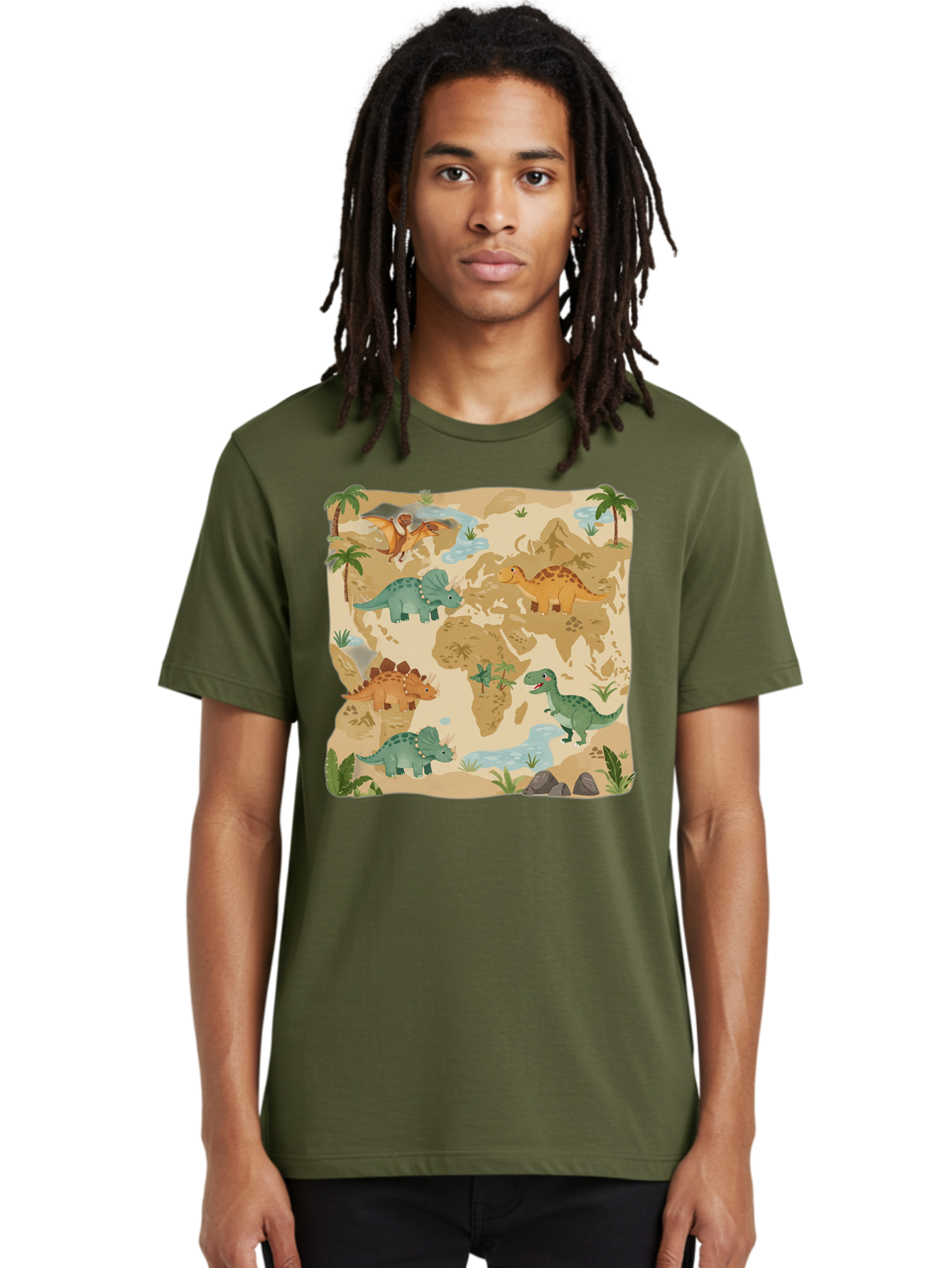 Dinosaur-World-Map Men'S Graphic Tee, 100% Cotton, Comfortable Casual Summer Wear, Machine Washable, Vintage Camera, Old Camera, Antique Camera, Black Camera, Classic Photography, Photography Equipment, Nostalgic Device, Film Camera, Baf035