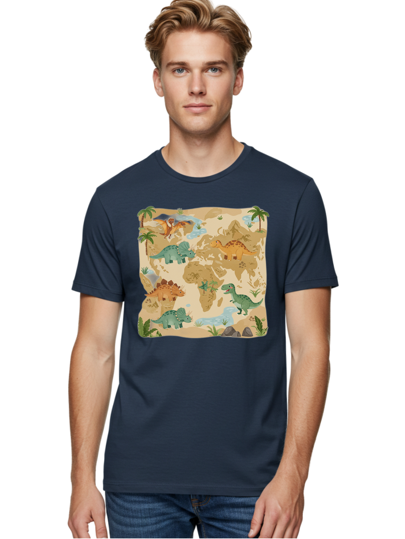 Dinosaur-World-Map Men'S Graphic Tee, 100% Cotton, Comfortable Casual Summer Wear, Machine Washable, Vintage Camera, Old Camera, Antique Camera, Black Camera, Classic Photography, Photography Equipment, Nostalgic Device, Film Camera, Baf035