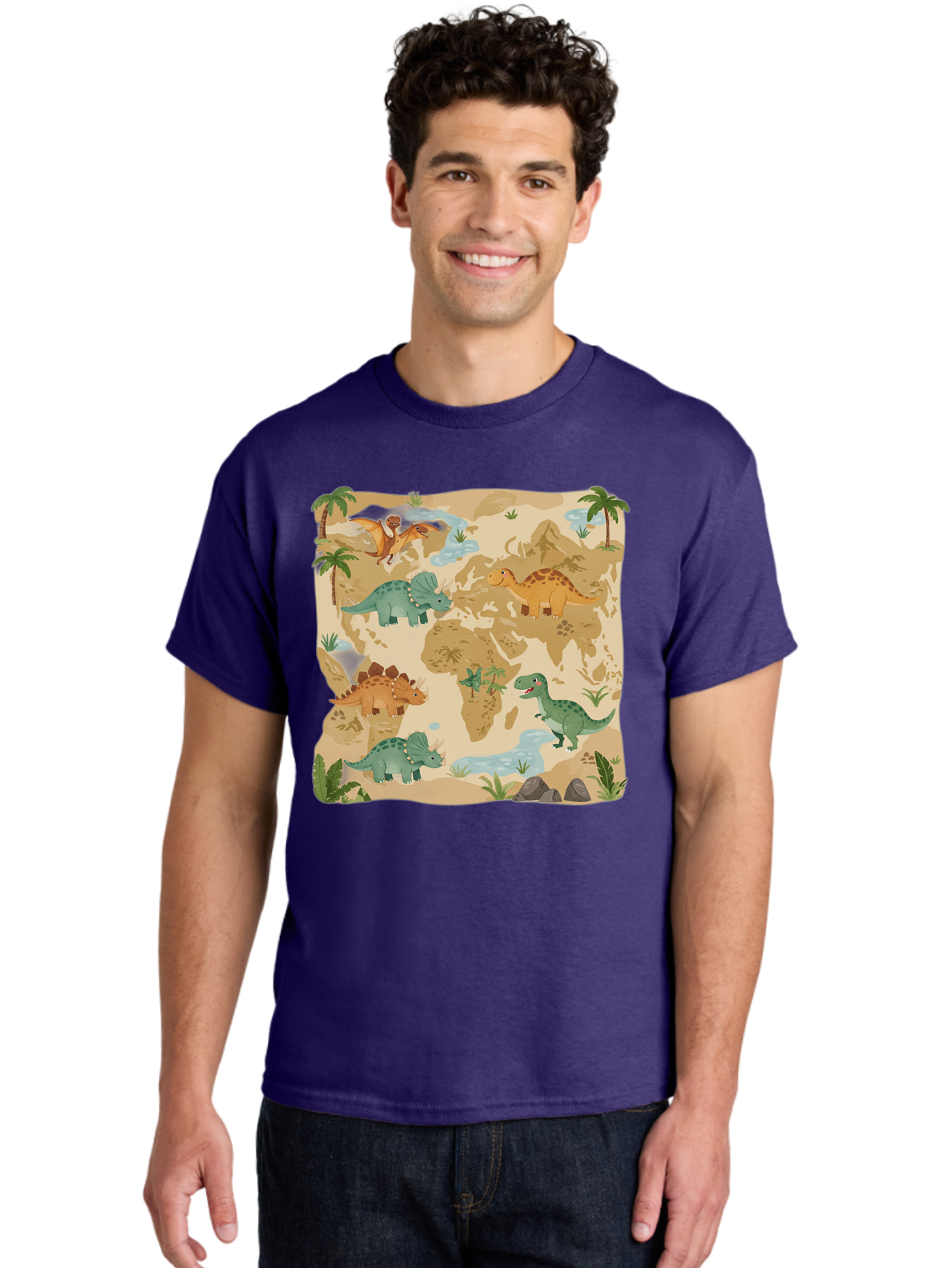 Dinosaur-World-Map Men'S Graphic Tee, 100% Cotton, Comfortable Casual Summer Wear, Machine Washable, Vintage Camera, Old Camera, Antique Camera, Black Camera, Classic Photography, Photography Equipment, Nostalgic Device, Film Camera, Baf035