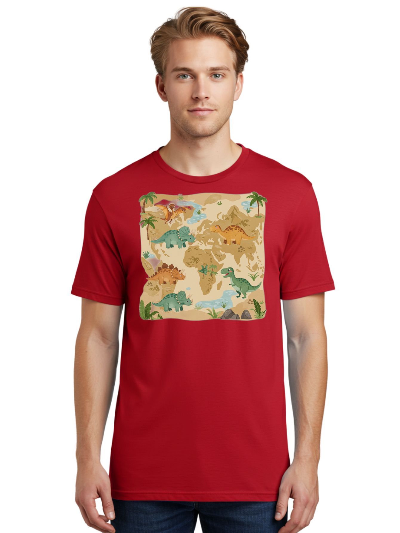 Dinosaur-World-Map Men'S Graphic Tee, 100% Cotton, Comfortable Casual Summer Wear, Machine Washable, Vintage Camera, Old Camera, Antique Camera, Black Camera, Classic Photography, Photography Equipment, Nostalgic Device, Film Camera, Baf035