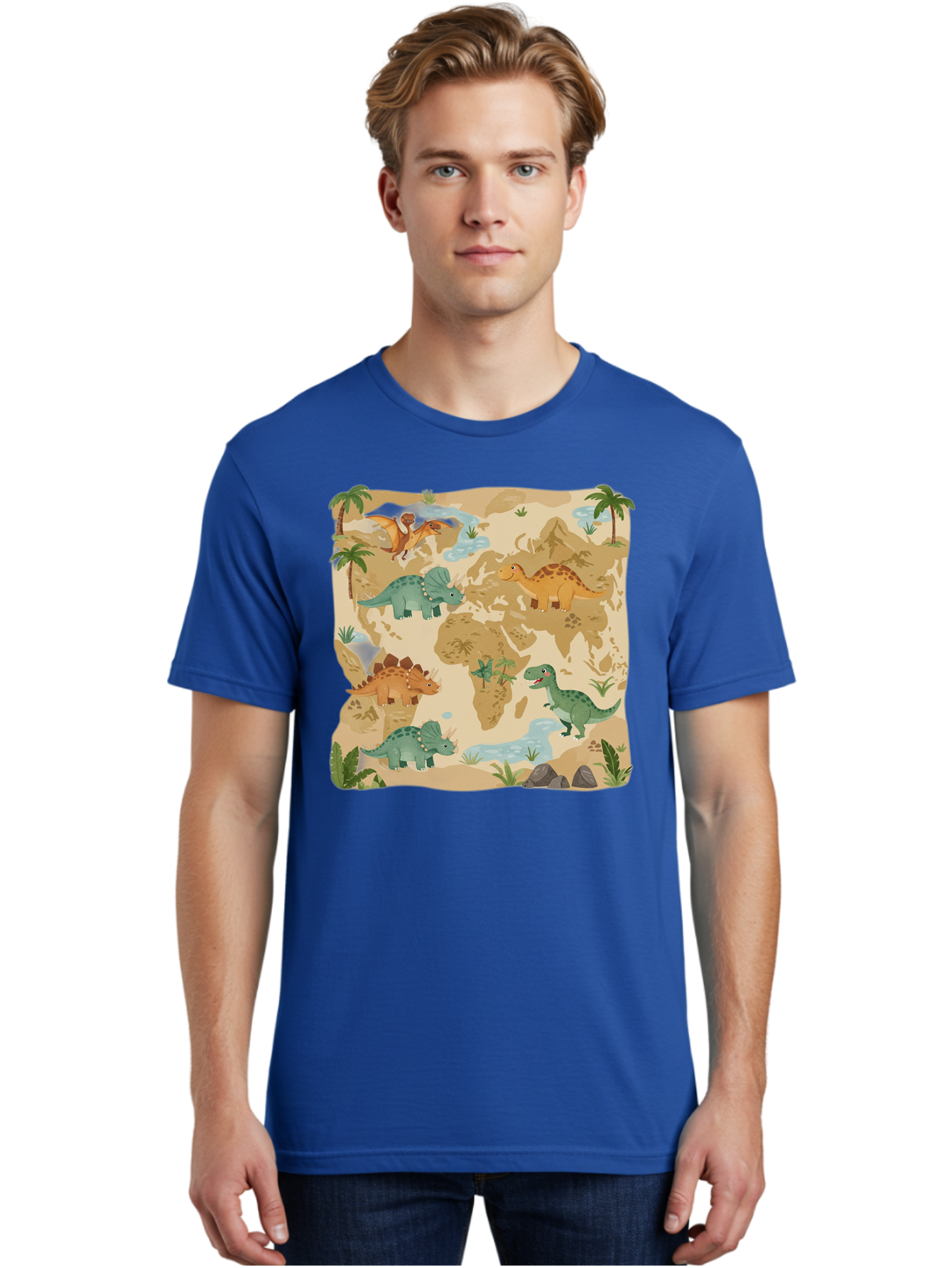 Dinosaur-World-Map Men'S Graphic Tee, 100% Cotton, Comfortable Casual Summer Wear, Machine Washable, Vintage Camera, Old Camera, Antique Camera, Black Camera, Classic Photography, Photography Equipment, Nostalgic Device, Film Camera, Baf035