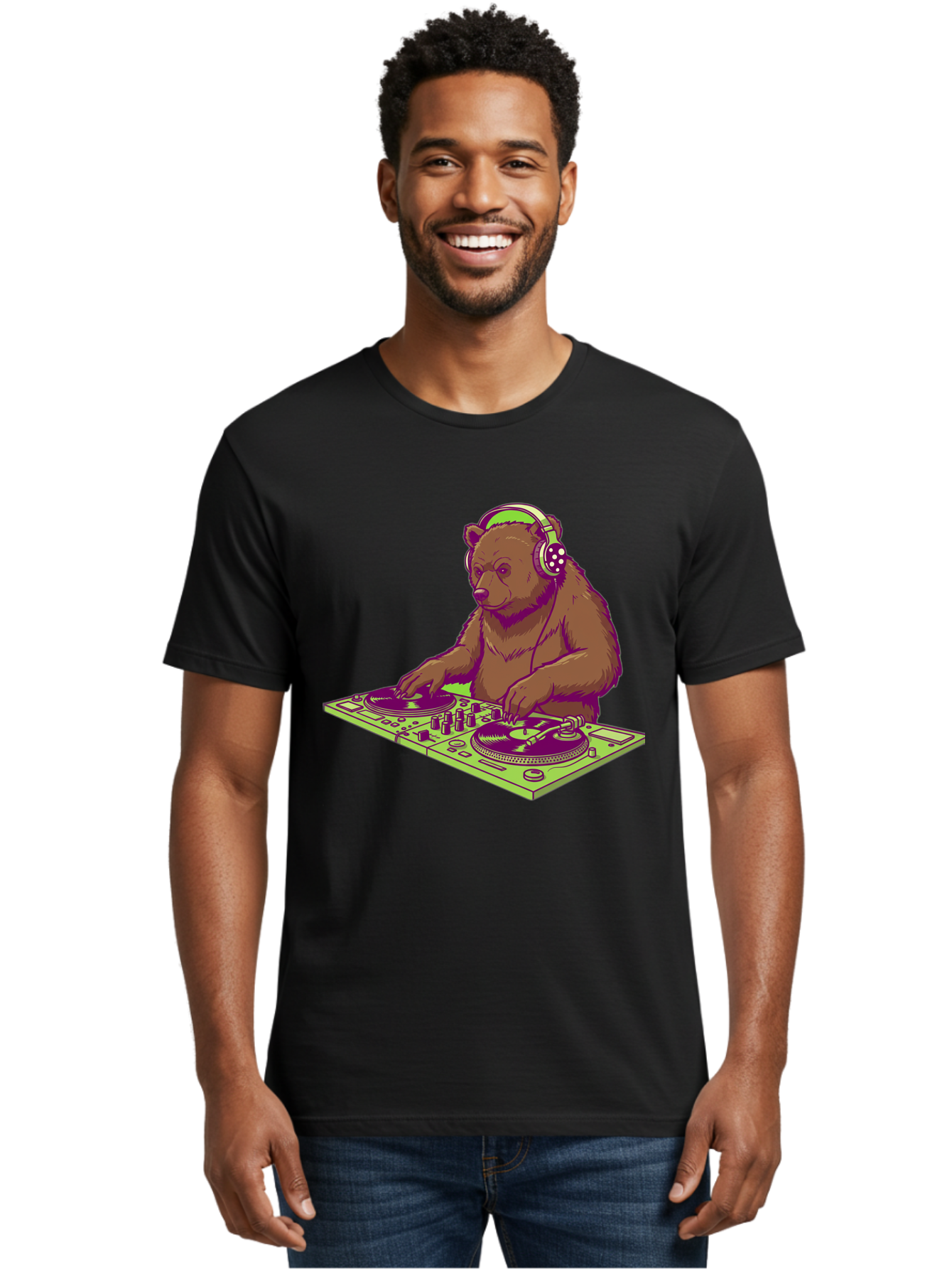 Dj-Bear-3 Men'S Graphic Tee, 100% Cotton, Comfortable Casual Summer Wear, Machine Washable, Vintage Camera, Old Camera, Antique Camera, Black Camera, Classic Photography, Photography Equipment, Nostalgic Device, Film Camera, Camera Art Baf038