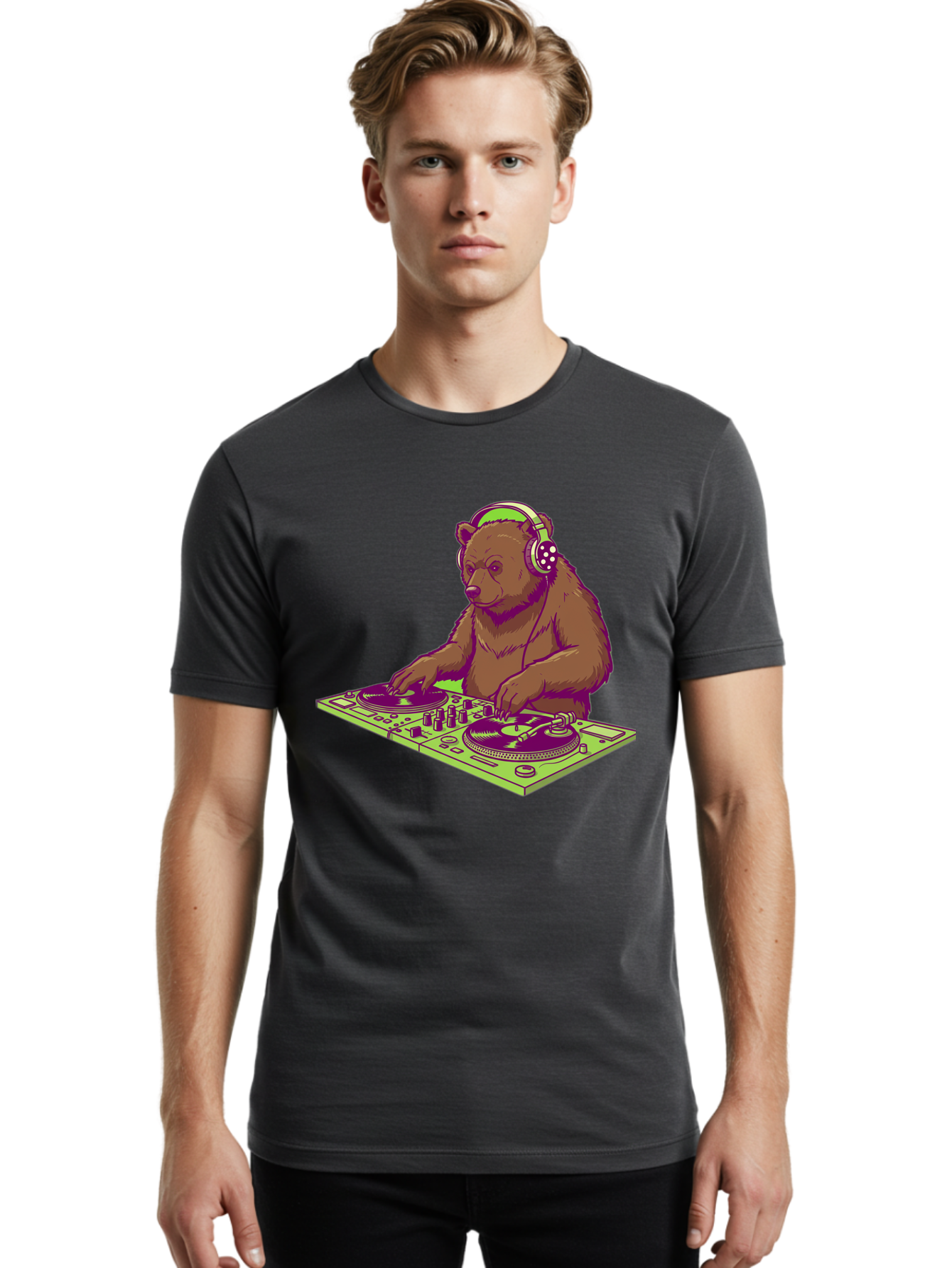 Dj-Bear-3 Men'S Graphic Tee, 100% Cotton, Comfortable Casual Summer Wear, Machine Washable, Vintage Camera, Old Camera, Antique Camera, Black Camera, Classic Photography, Photography Equipment, Nostalgic Device, Film Camera, Camera Art Baf038