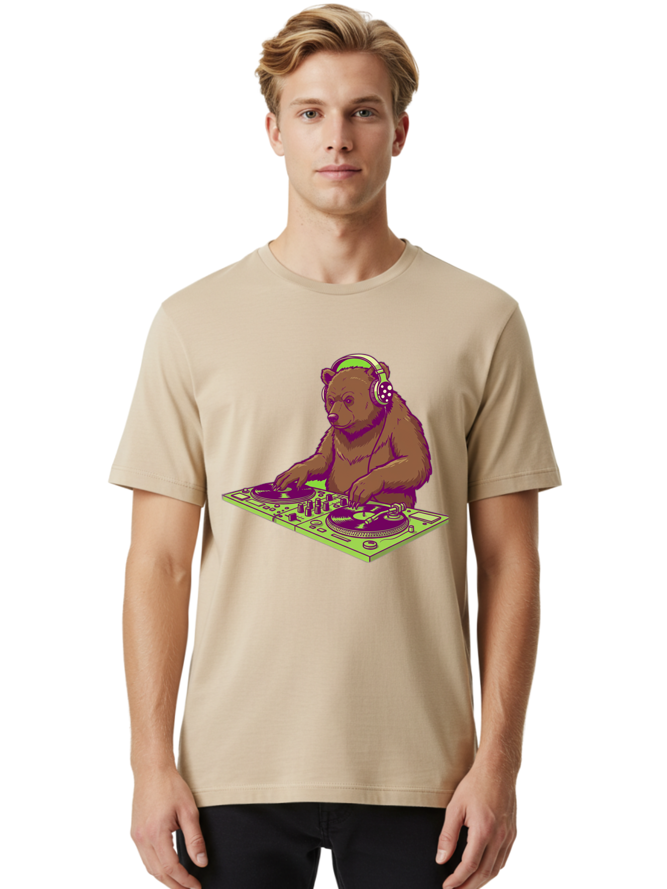 Dj-Bear-3 Men'S Graphic Tee, 100% Cotton, Comfortable Casual Summer Wear, Machine Washable, Vintage Camera, Old Camera, Antique Camera, Black Camera, Classic Photography, Photography Equipment, Nostalgic Device, Film Camera, Camera Art Baf038