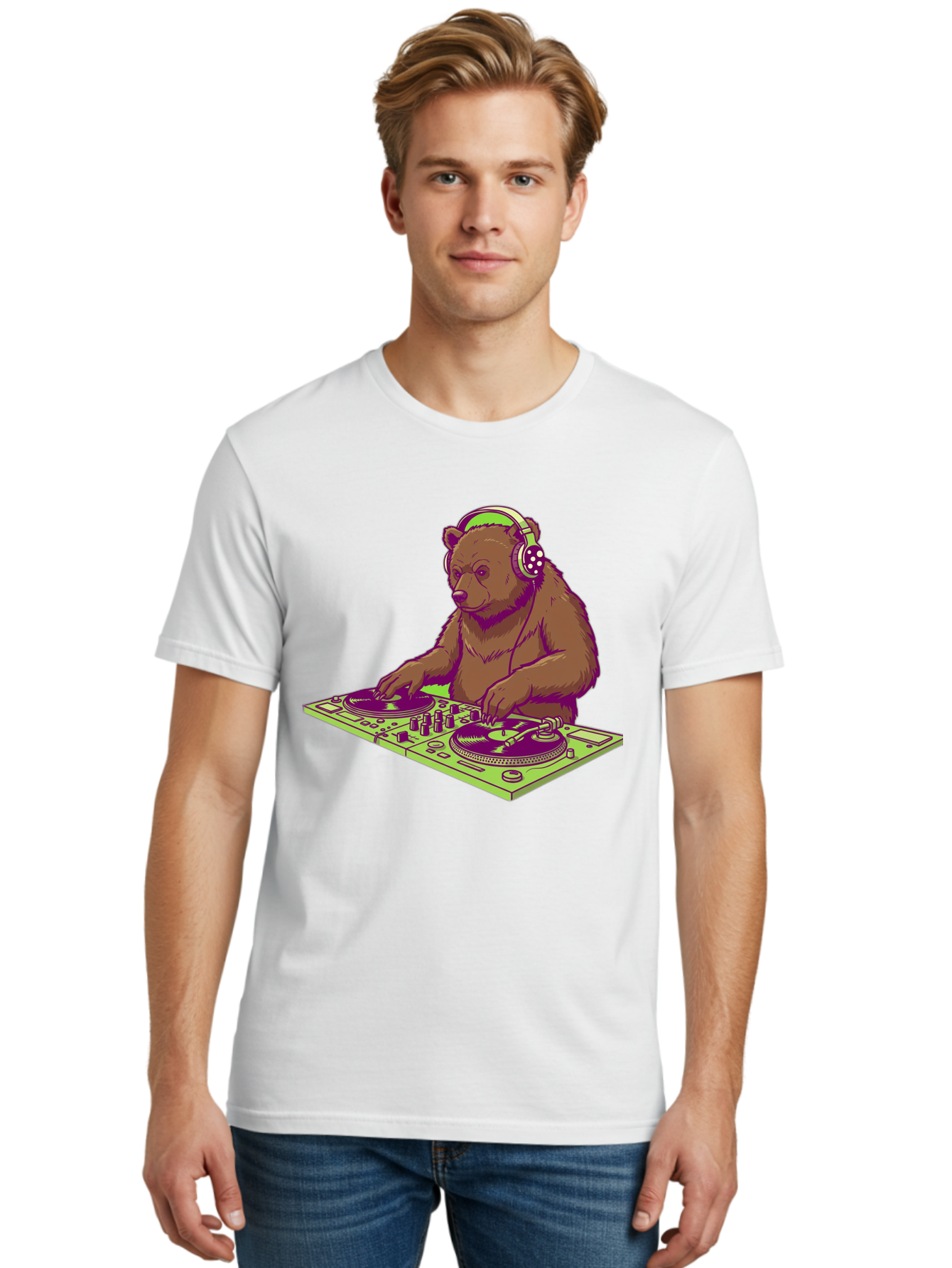 Dj-Bear-3 Men'S Graphic Tee, 100% Cotton, Comfortable Casual Summer Wear, Machine Washable, Vintage Camera, Old Camera, Antique Camera, Black Camera, Classic Photography, Photography Equipment, Nostalgic Device, Film Camera, Camera Art Baf038