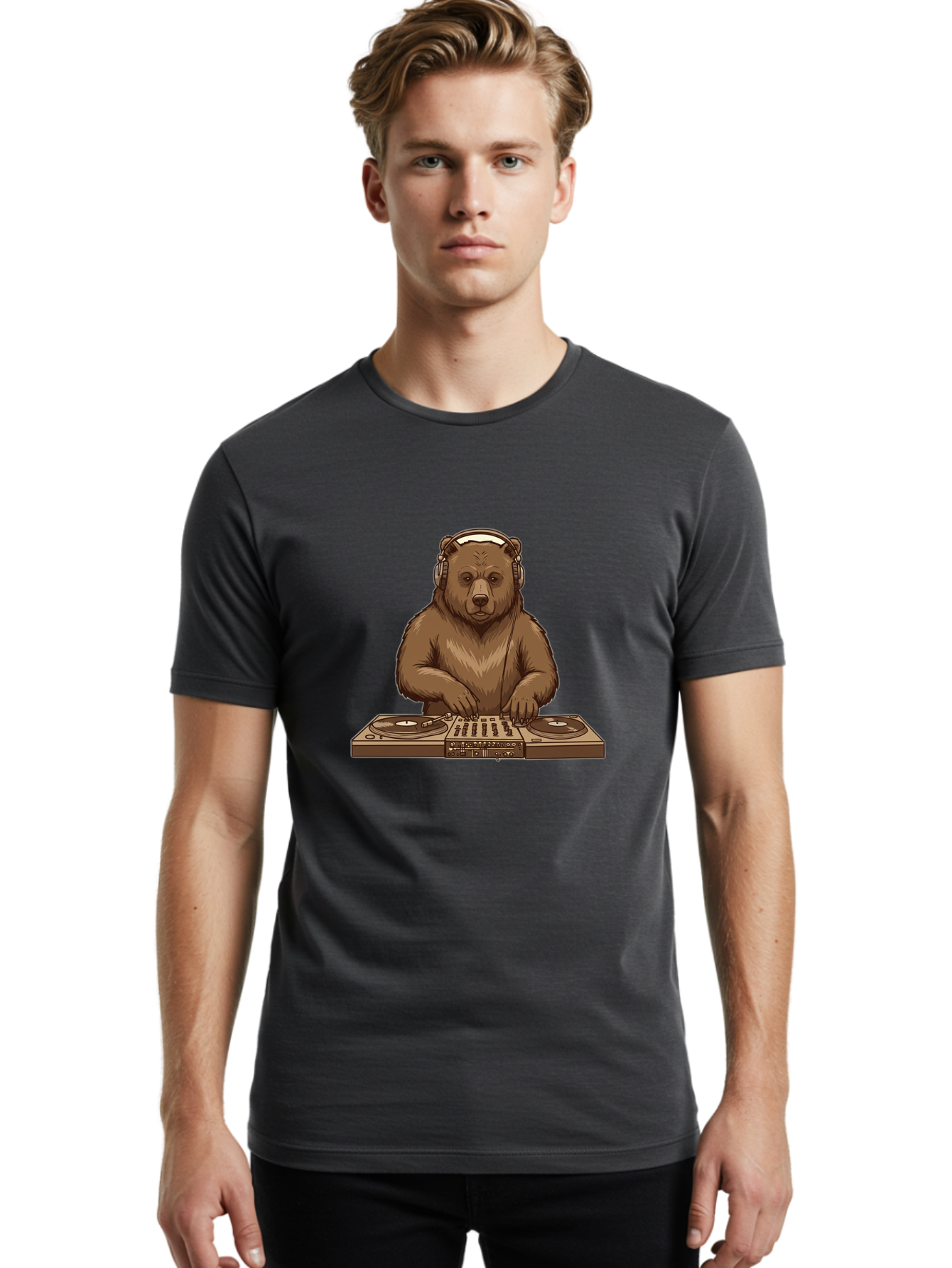 Dj-Bear-4 Men'S Graphic Tee, 100% Cotton, Comfortable Casual Summer Wear, Machine Washable, Vintage Camera, Old Camera, Antique Camera, Black Camera, Classic Photography, Photography Equipment, Nostalgic Device, Film Camera, Camera Art Baf039