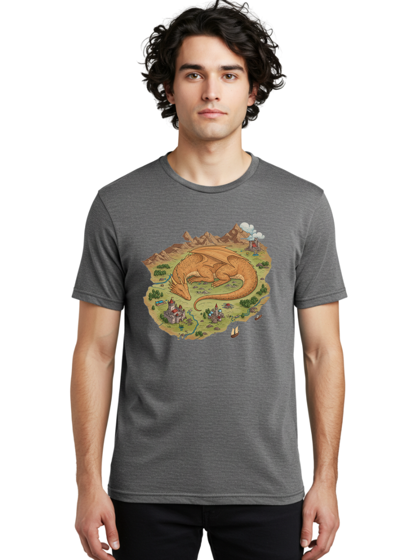Dragon-Landscape Men'S Graphic Tee, 100% Cotton, Comfortable Casual Summer Wear, Machine Washable, Vintage Camera, Old Camera, Antique Camera, Black Camera, Classic Photography, Photography Equipment, Nostalgic Device, Film Camera, Camera Art Baf045