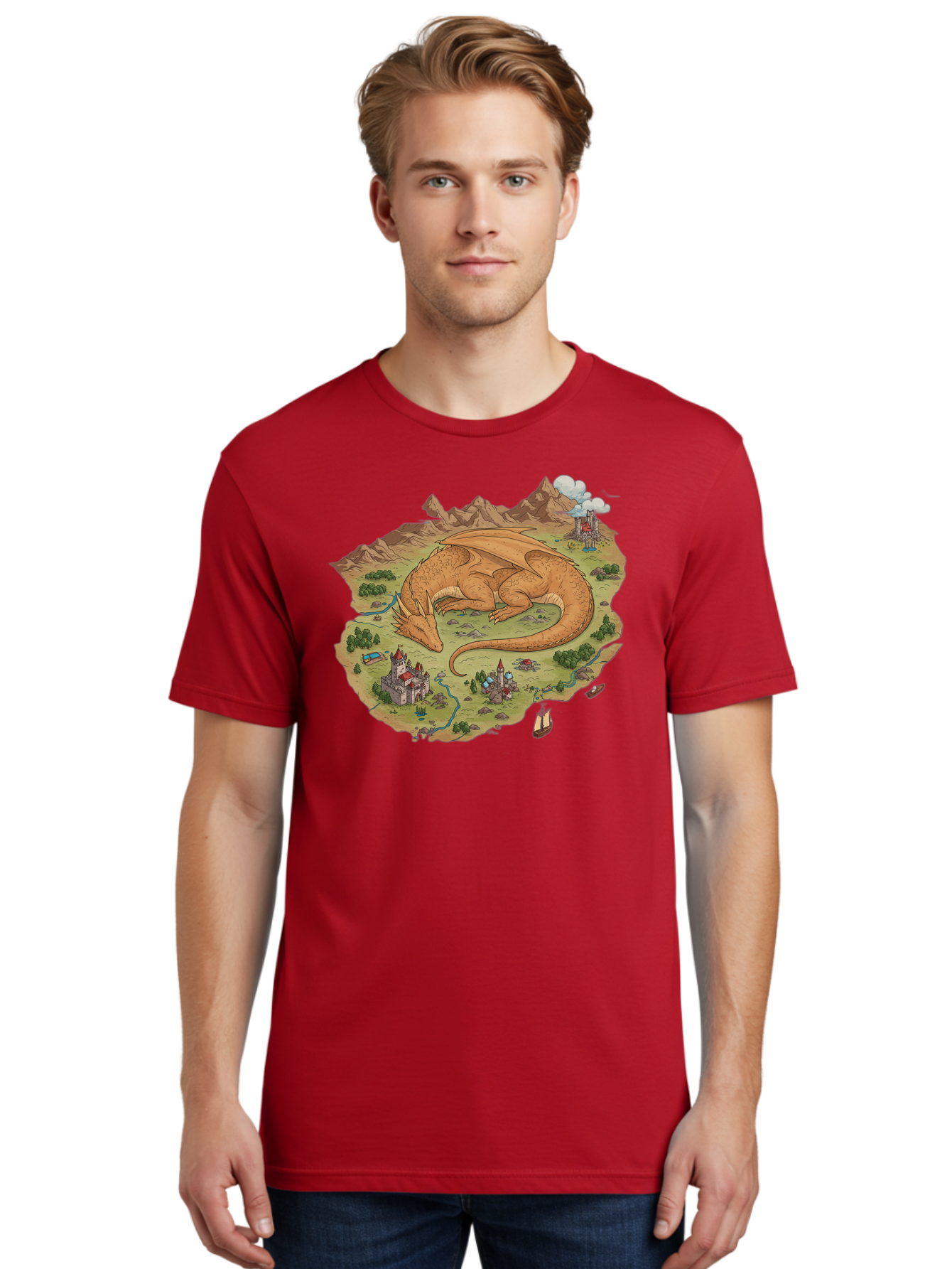 Dragon-Landscape Men'S Graphic Tee, 100% Cotton, Comfortable Casual Summer Wear, Machine Washable, Vintage Camera, Old Camera, Antique Camera, Black Camera, Classic Photography, Photography Equipment, Nostalgic Device, Film Camera, Camera Art Baf045