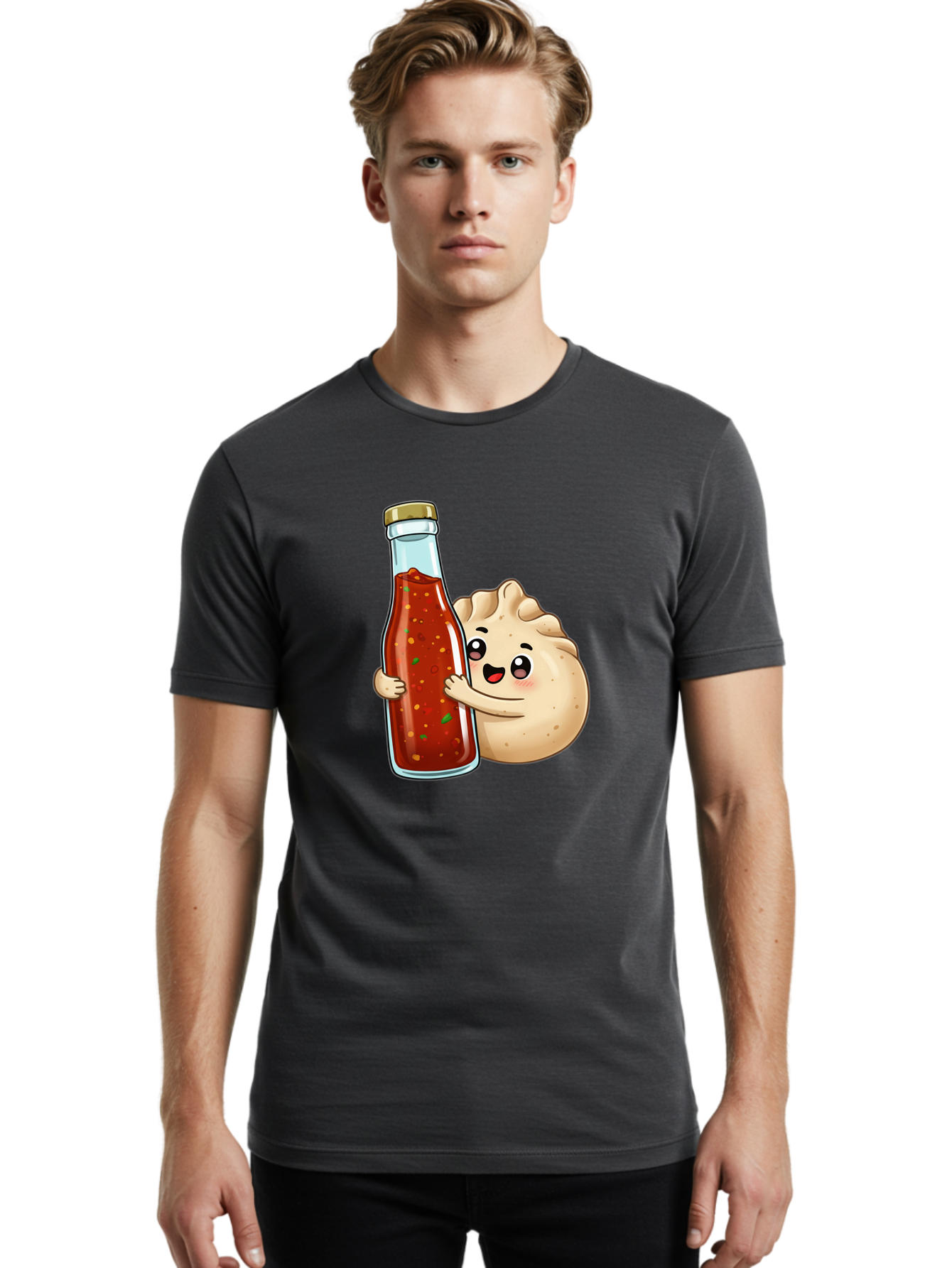 Dumpling-Hot-Sauce-Bottle Men'S Graphic Tee, 100% Cotton, Comfortable Casual Summer Wear, Machine Washable, Vintage Camera, Old Camera, Antique Camera, Black Camera, Classic Photography, Photography Equipment, Nostalgic Device, Film Camera, Baf048