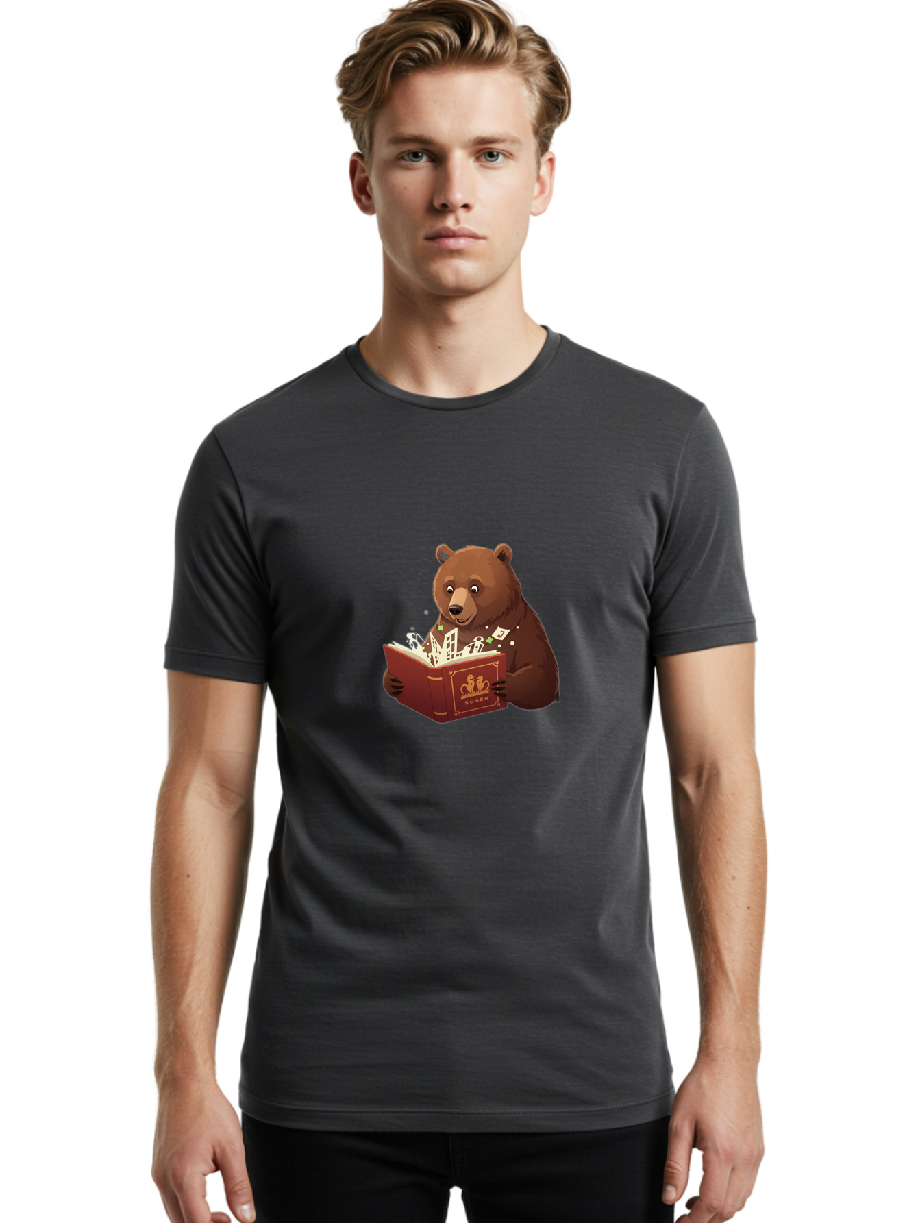 Eden-Bear-Reading-Book Men'S Graphic Tee, 100% Cotton, Comfortable Casual Summer Wear, Machine Washable, Vintage Camera, Old Camera, Antique Camera, Black Camera, Classic Photography, Photography Equipment, Nostalgic Device, Film Camera, Baf054