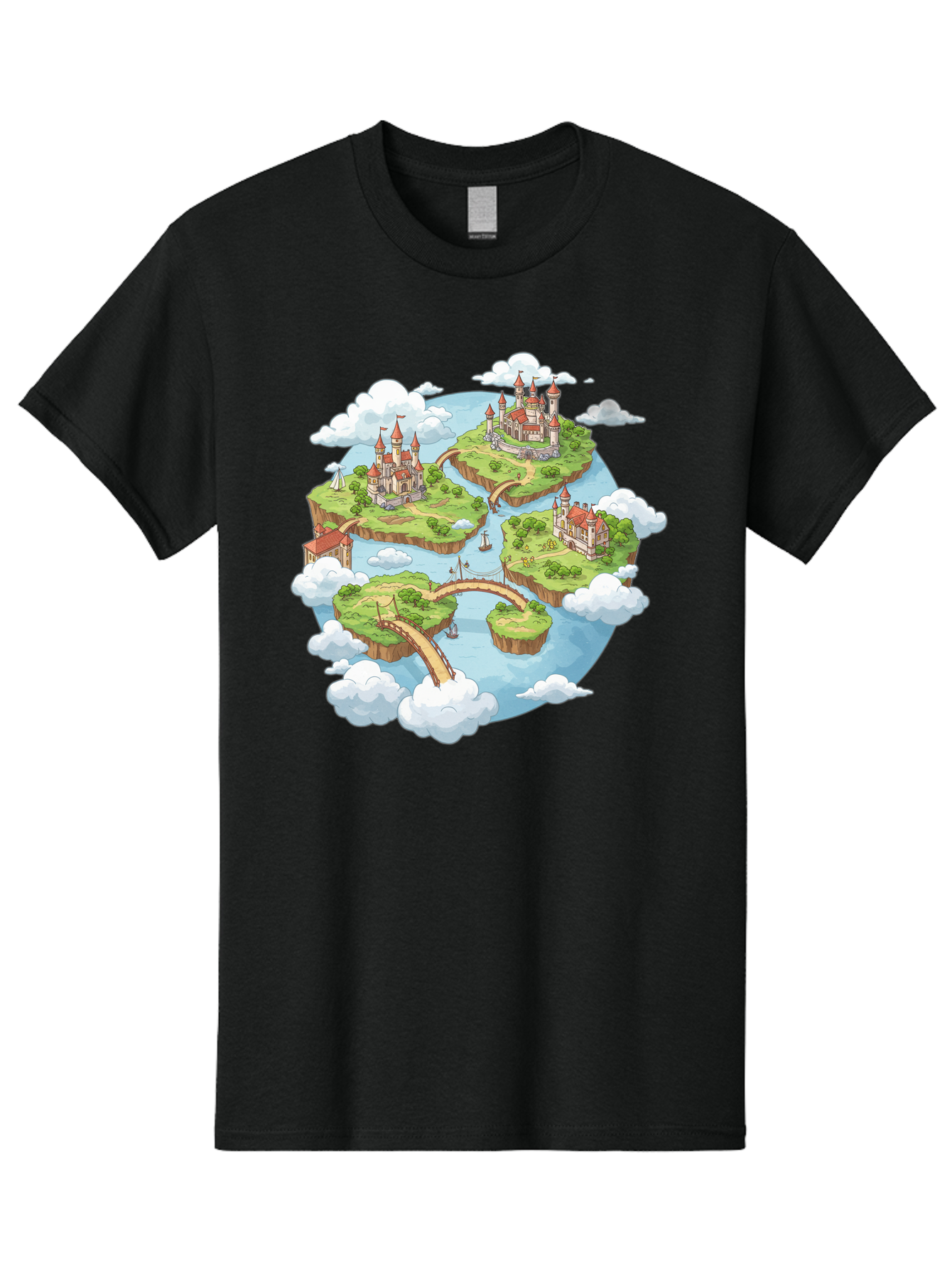 Floating-Islands-With-Castles Men'S Graphic Tee, 100% Cotton, Comfortable Casual Summer Wear, Machine Washable, Vintage Camera, Old Camera, Antique Camera, Black Camera, Classic Photography, Photography Equipment, Nostalgic Device, Baf074