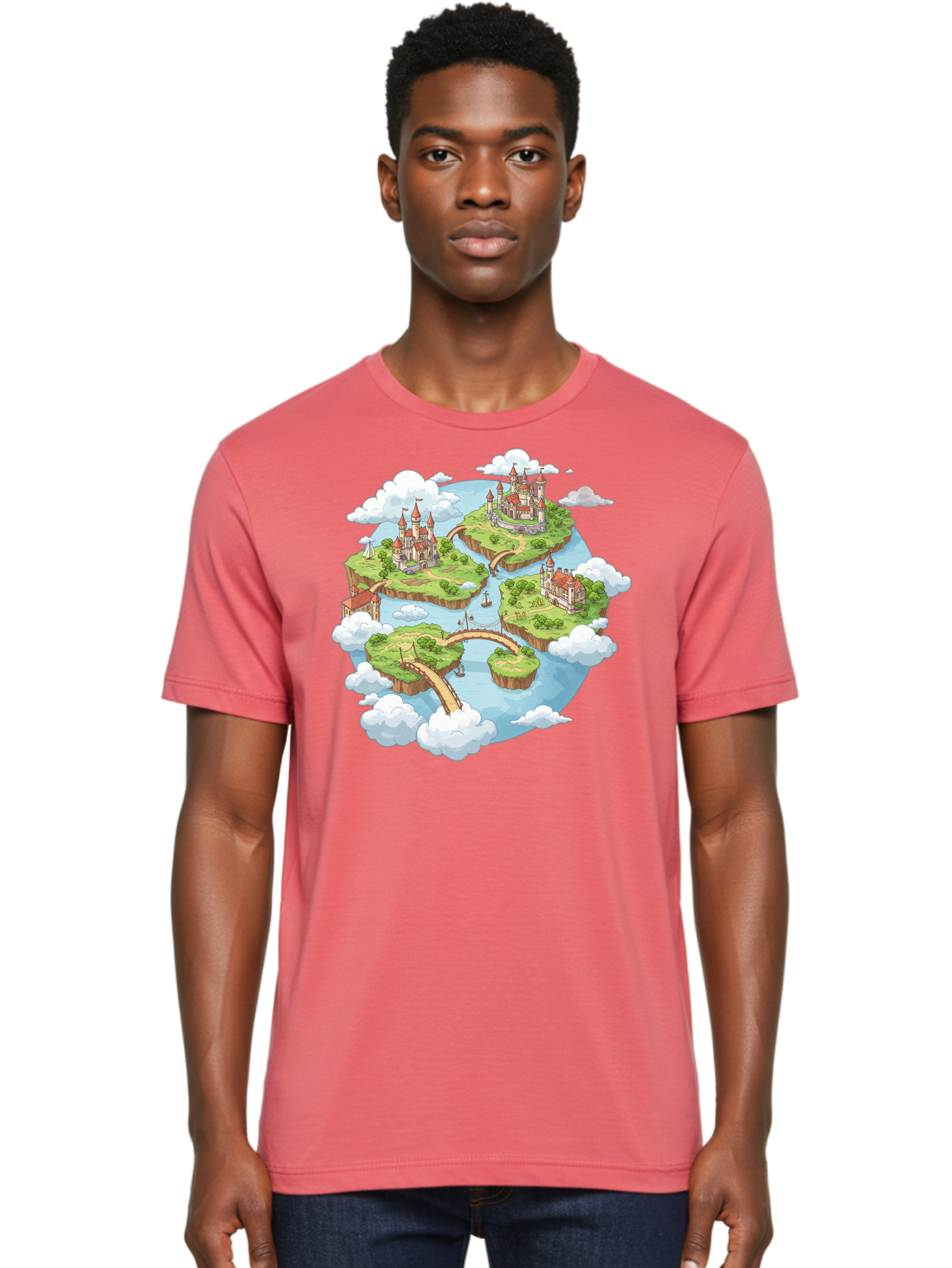 Floating-Islands-With-Castles Men'S Graphic Tee, 100% Cotton, Comfortable Casual Summer Wear, Machine Washable, Vintage Camera, Old Camera, Antique Camera, Black Camera, Classic Photography, Photography Equipment, Nostalgic Device, Baf074