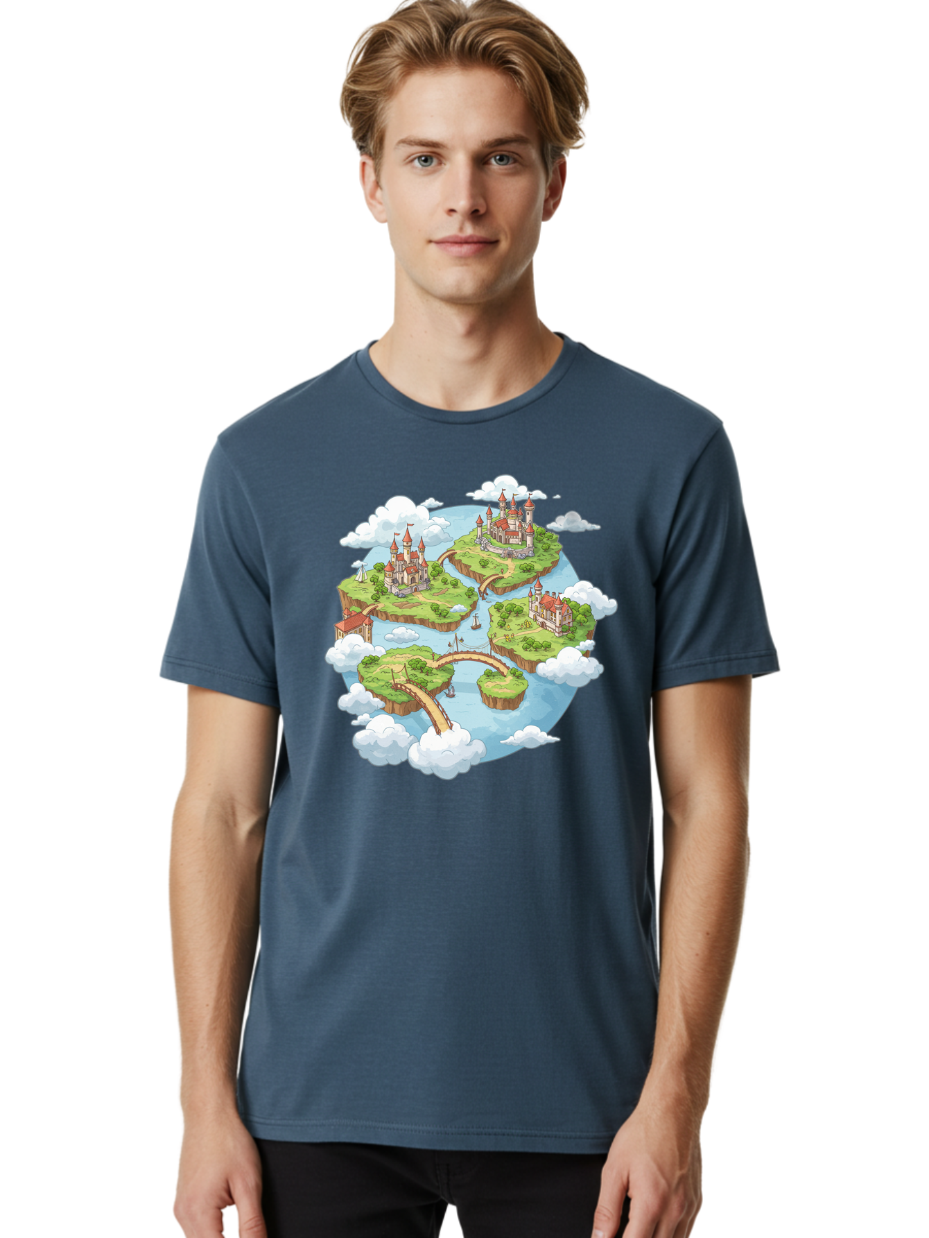 Floating-Islands-With-Castles Men'S Graphic Tee, 100% Cotton, Comfortable Casual Summer Wear, Machine Washable, Vintage Camera, Old Camera, Antique Camera, Black Camera, Classic Photography, Photography Equipment, Nostalgic Device, Baf074