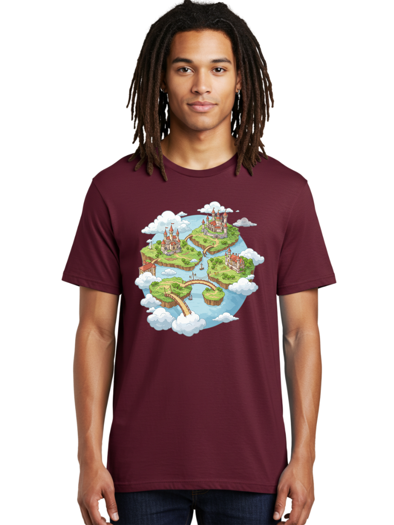 Floating-Islands-With-Castles Men'S Graphic Tee, 100% Cotton, Comfortable Casual Summer Wear, Machine Washable, Vintage Camera, Old Camera, Antique Camera, Black Camera, Classic Photography, Photography Equipment, Nostalgic Device, Baf074