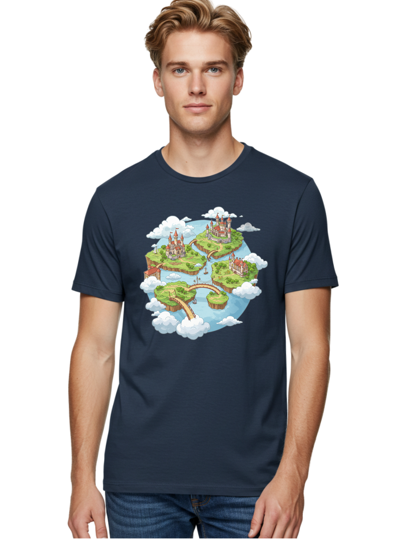 Floating-Islands-With-Castles Men'S Graphic Tee, 100% Cotton, Comfortable Casual Summer Wear, Machine Washable, Vintage Camera, Old Camera, Antique Camera, Black Camera, Classic Photography, Photography Equipment, Nostalgic Device, Baf074