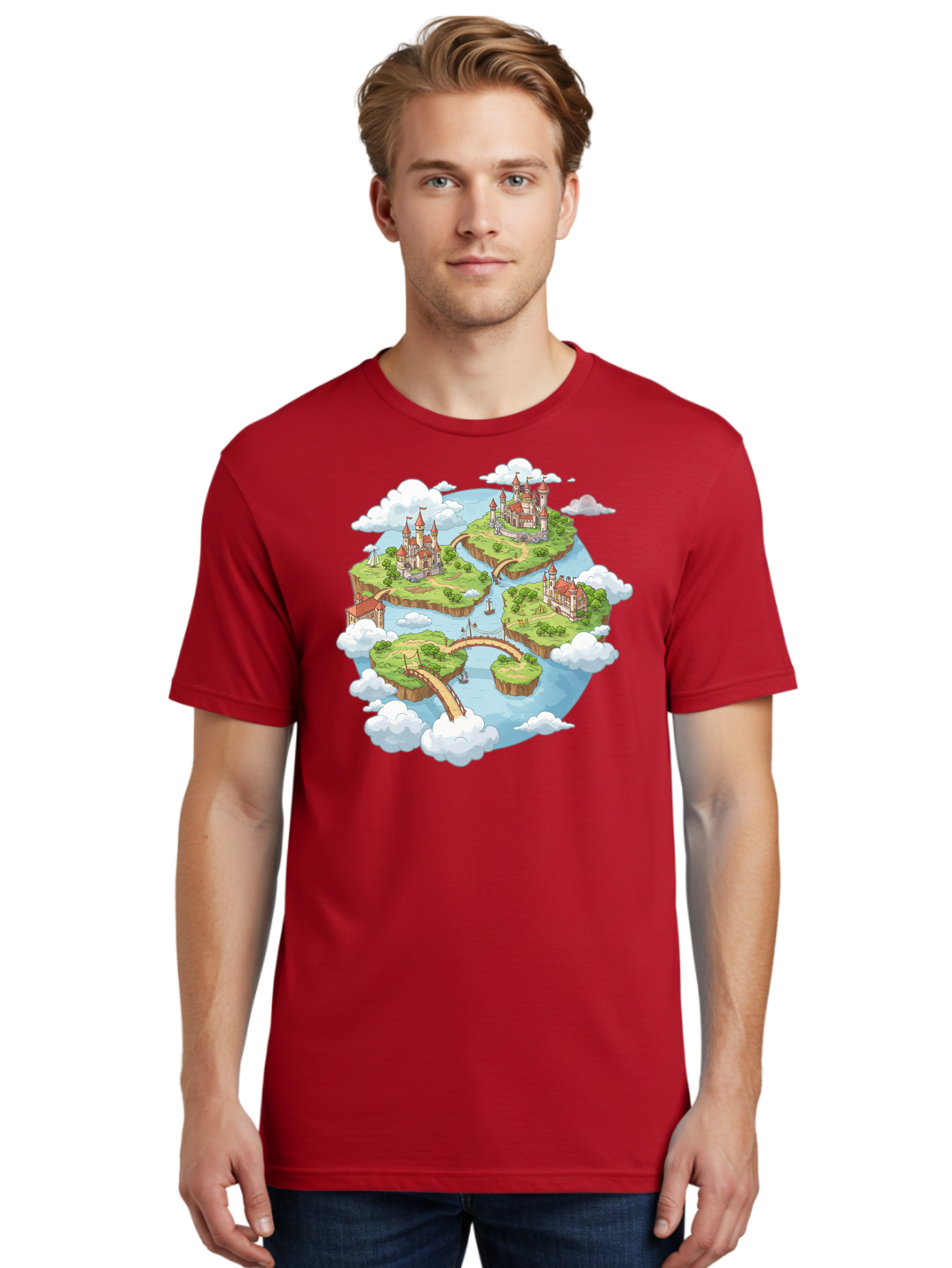 Floating-Islands-With-Castles Men'S Graphic Tee, 100% Cotton, Comfortable Casual Summer Wear, Machine Washable, Vintage Camera, Old Camera, Antique Camera, Black Camera, Classic Photography, Photography Equipment, Nostalgic Device, Baf074