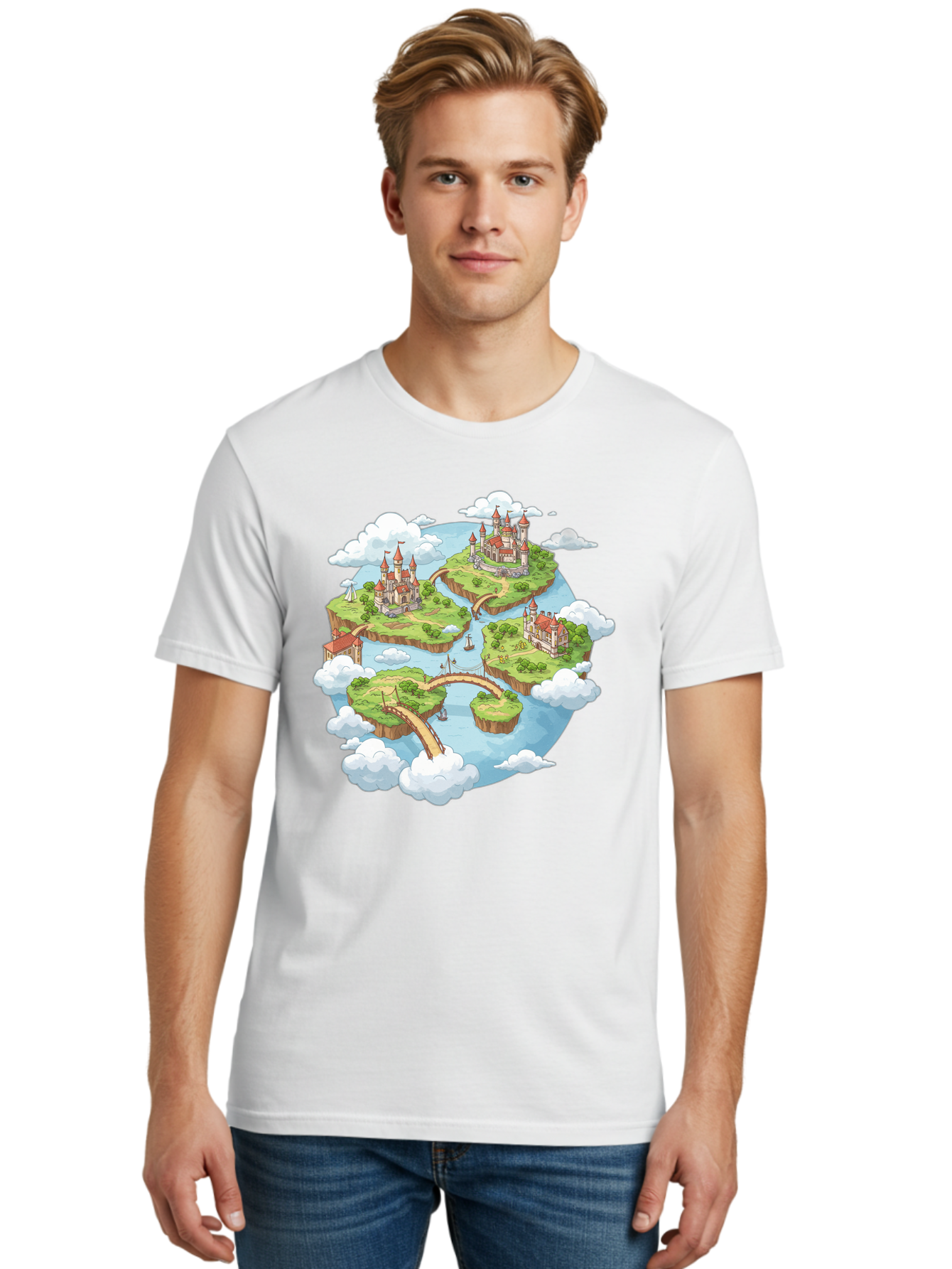 Floating-Islands-With-Castles Men'S Graphic Tee, 100% Cotton, Comfortable Casual Summer Wear, Machine Washable, Vintage Camera, Old Camera, Antique Camera, Black Camera, Classic Photography, Photography Equipment, Nostalgic Device, Baf074