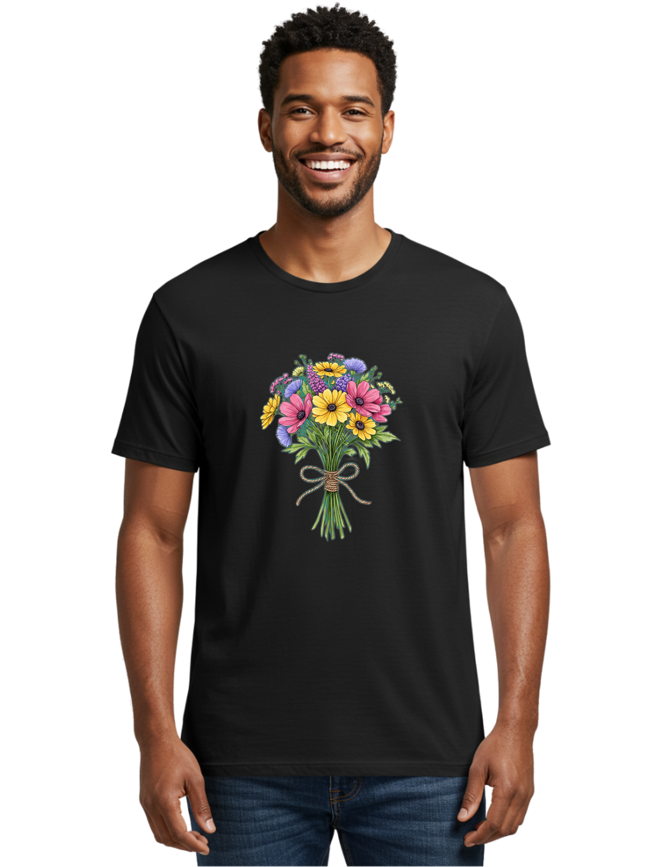 Floral-Bouquet-5 Men'S Graphic Tee, 100% Cotton, Comfortable Casual Summer Wear, Machine Washable, Vintage Camera, Old Camera, Antique Camera, Black Camera, Classic Photography, Photography Equipment, Nostalgic Device, Film Camera, Camera Art Baf080