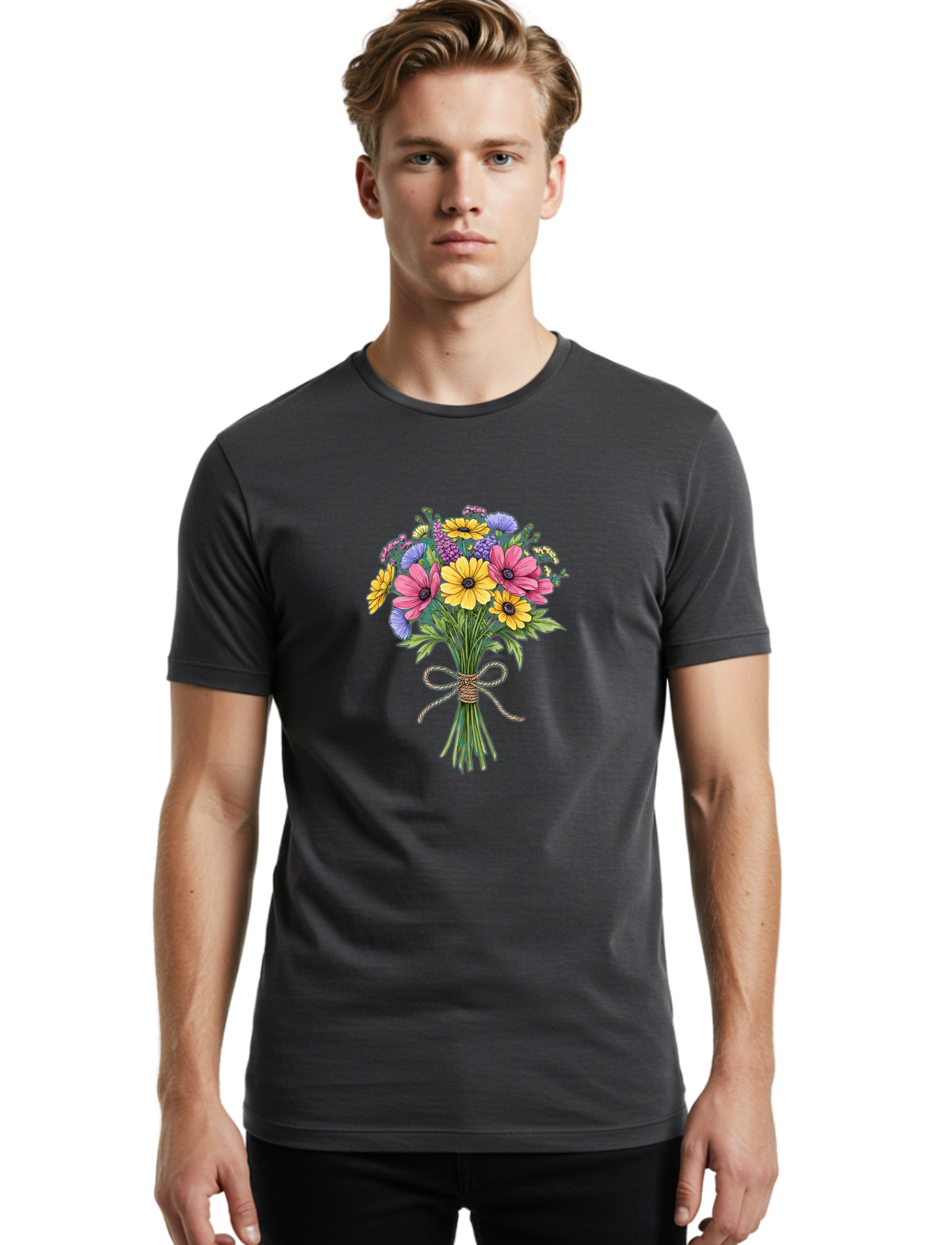 Floral-Bouquet-5 Men'S Graphic Tee, 100% Cotton, Comfortable Casual Summer Wear, Machine Washable, Vintage Camera, Old Camera, Antique Camera, Black Camera, Classic Photography, Photography Equipment, Nostalgic Device, Film Camera, Camera Art Baf080