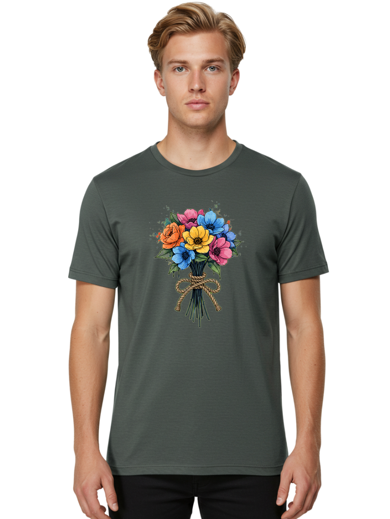 Floral-Bouquet Men'S Graphic Tee, 100% Cotton, Comfortable Casual Summer Wear, Machine Washable, Vintage Camera, Old Camera, Antique Camera, Black Camera, Classic Photography, Photography Equipment, Nostalgic Device, Film Camera, Camera Art Baf083