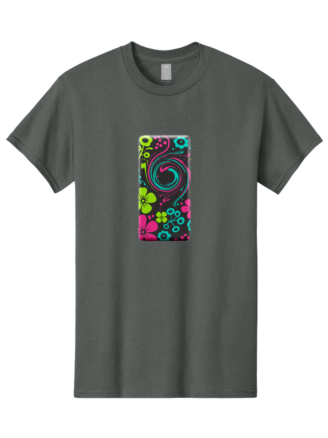 Floral-Swirl-Phone-Case Men'S Graphic Tee, 100% Cotton, Comfortable Casual Summer Wear, Machine Washable, Vintage Camera, Old Camera, Antique Camera, Black Camera, Classic Photography, Photography Equipment, Nostalgic Device, Film Camera, Baf085