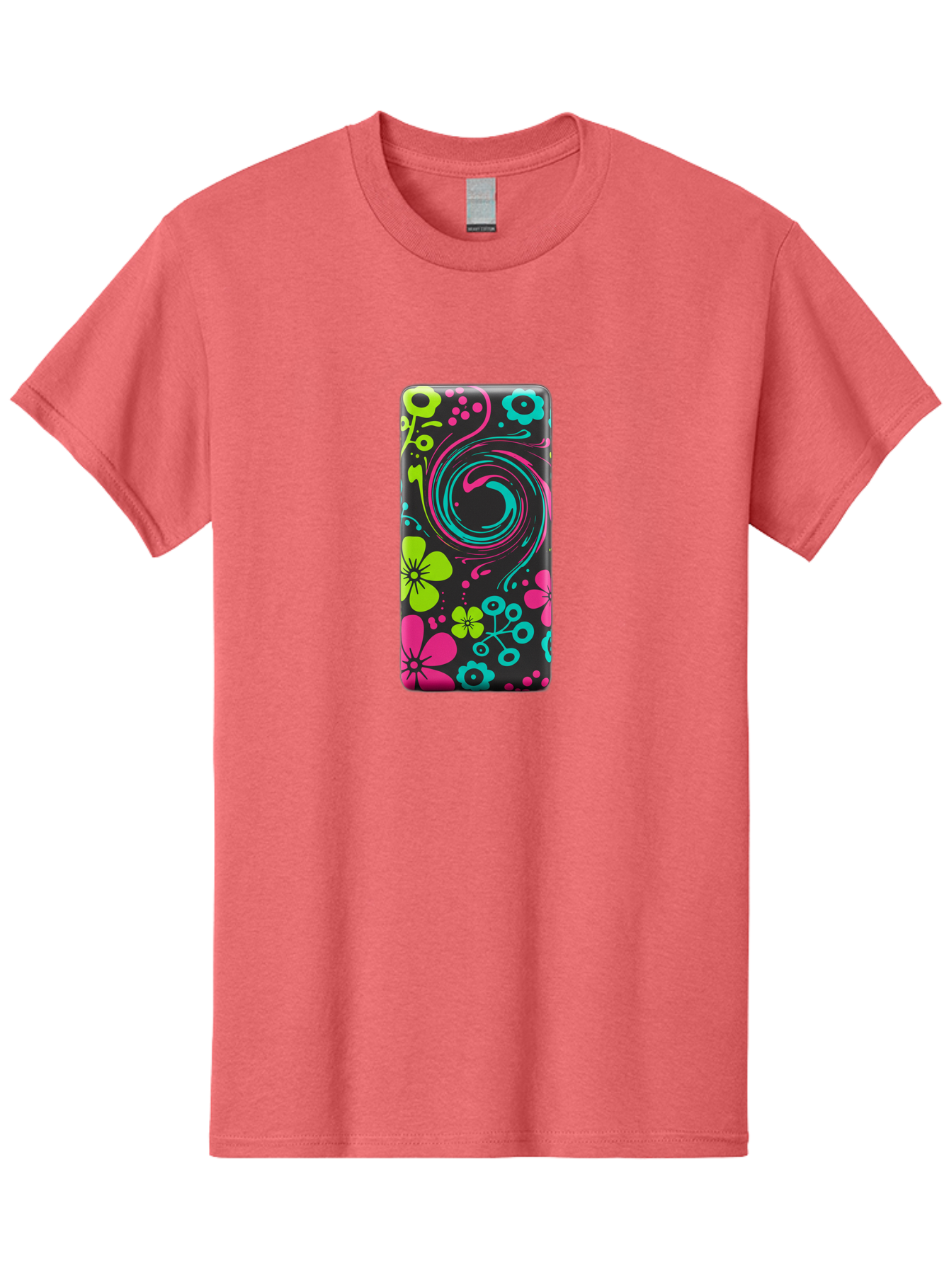 Floral-Swirl-Phone-Case Men'S Graphic Tee, 100% Cotton, Comfortable Casual Summer Wear, Machine Washable, Vintage Camera, Old Camera, Antique Camera, Black Camera, Classic Photography, Photography Equipment, Nostalgic Device, Film Camera, Baf085