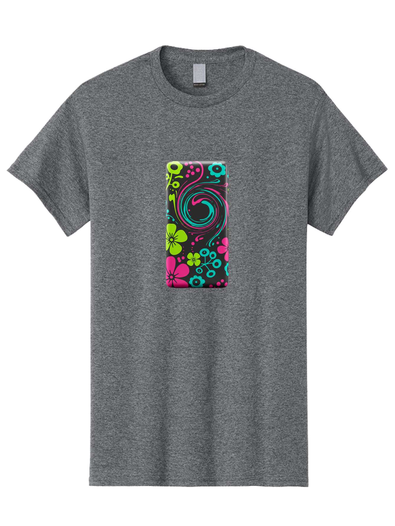 Floral-Swirl-Phone-Case Men'S Graphic Tee, 100% Cotton, Comfortable Casual Summer Wear, Machine Washable, Vintage Camera, Old Camera, Antique Camera, Black Camera, Classic Photography, Photography Equipment, Nostalgic Device, Film Camera, Baf085