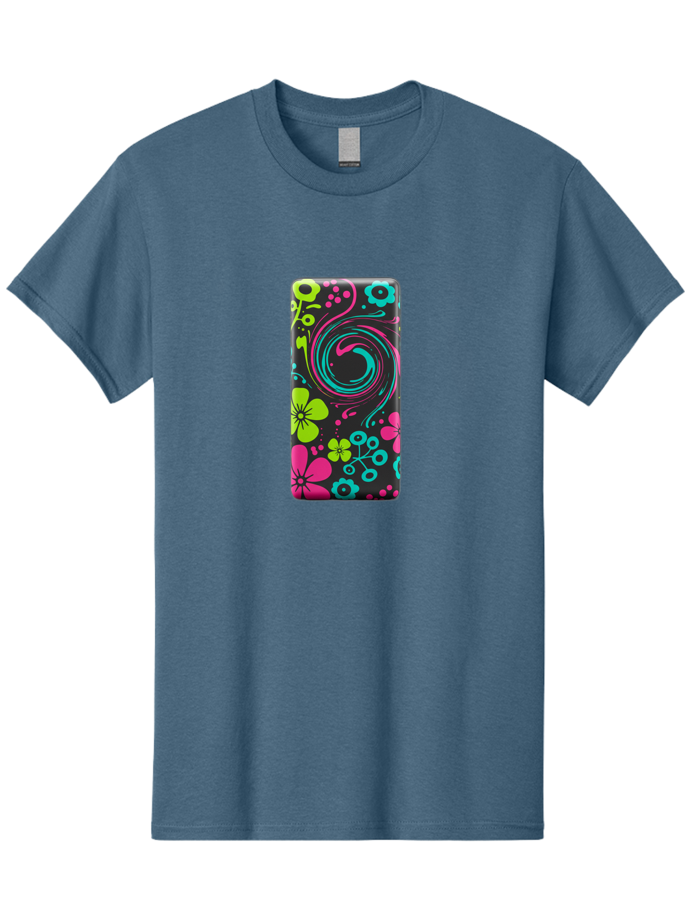 Floral-Swirl-Phone-Case Men'S Graphic Tee, 100% Cotton, Comfortable Casual Summer Wear, Machine Washable, Vintage Camera, Old Camera, Antique Camera, Black Camera, Classic Photography, Photography Equipment, Nostalgic Device, Film Camera, Baf085