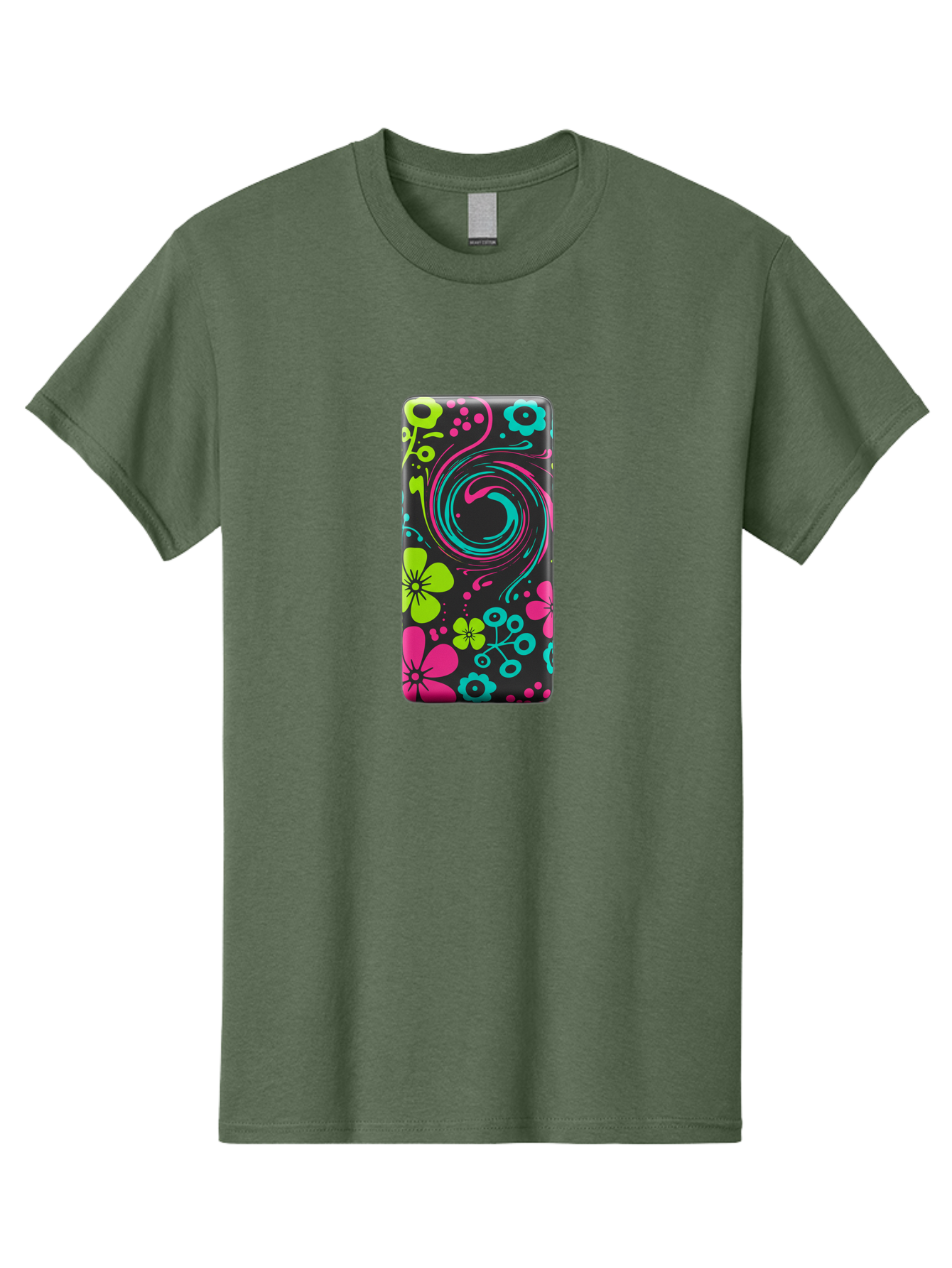 Floral-Swirl-Phone-Case Men'S Graphic Tee, 100% Cotton, Comfortable Casual Summer Wear, Machine Washable, Vintage Camera, Old Camera, Antique Camera, Black Camera, Classic Photography, Photography Equipment, Nostalgic Device, Film Camera, Baf085