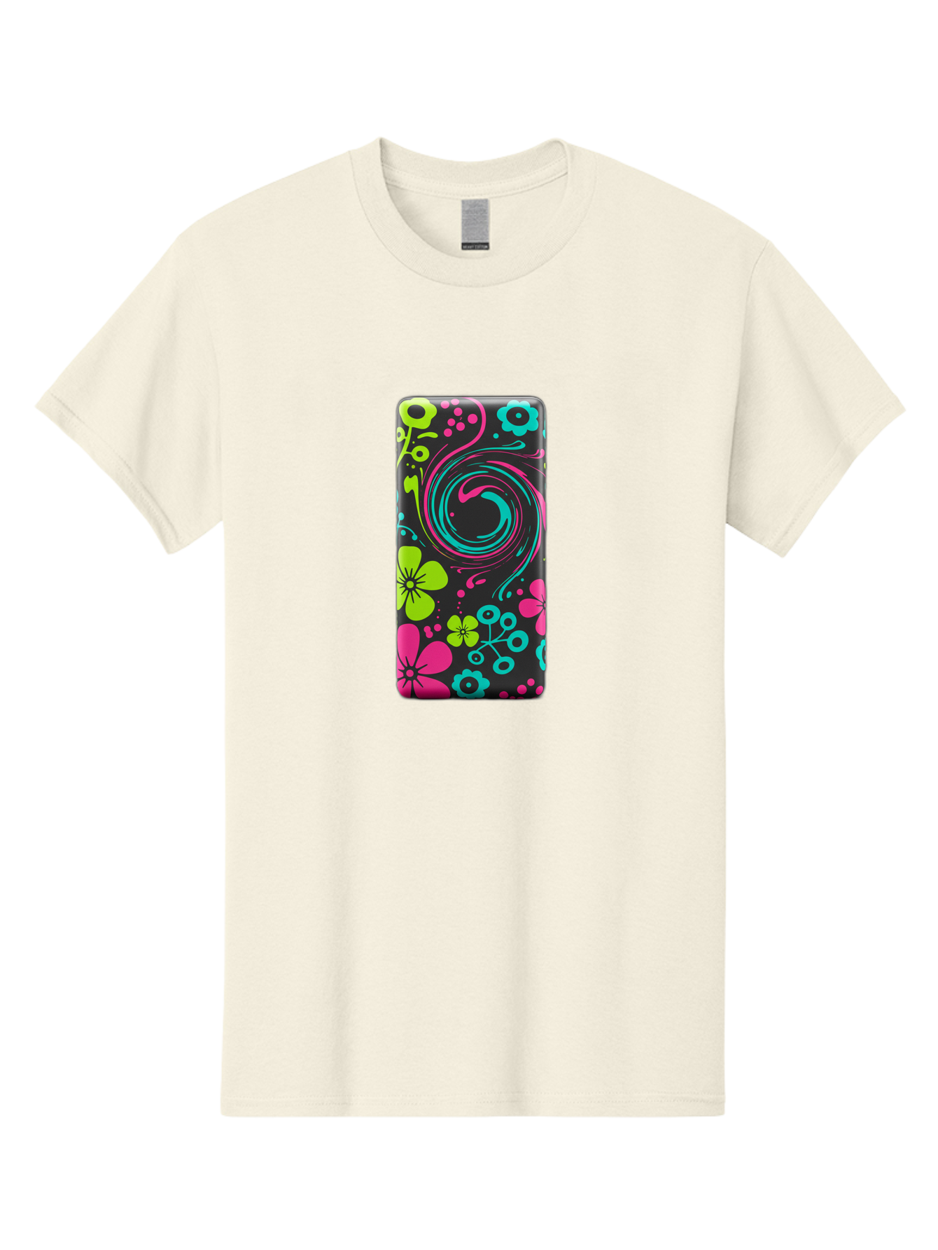 Floral-Swirl-Phone-Case Men'S Graphic Tee, 100% Cotton, Comfortable Casual Summer Wear, Machine Washable, Vintage Camera, Old Camera, Antique Camera, Black Camera, Classic Photography, Photography Equipment, Nostalgic Device, Film Camera, Baf085