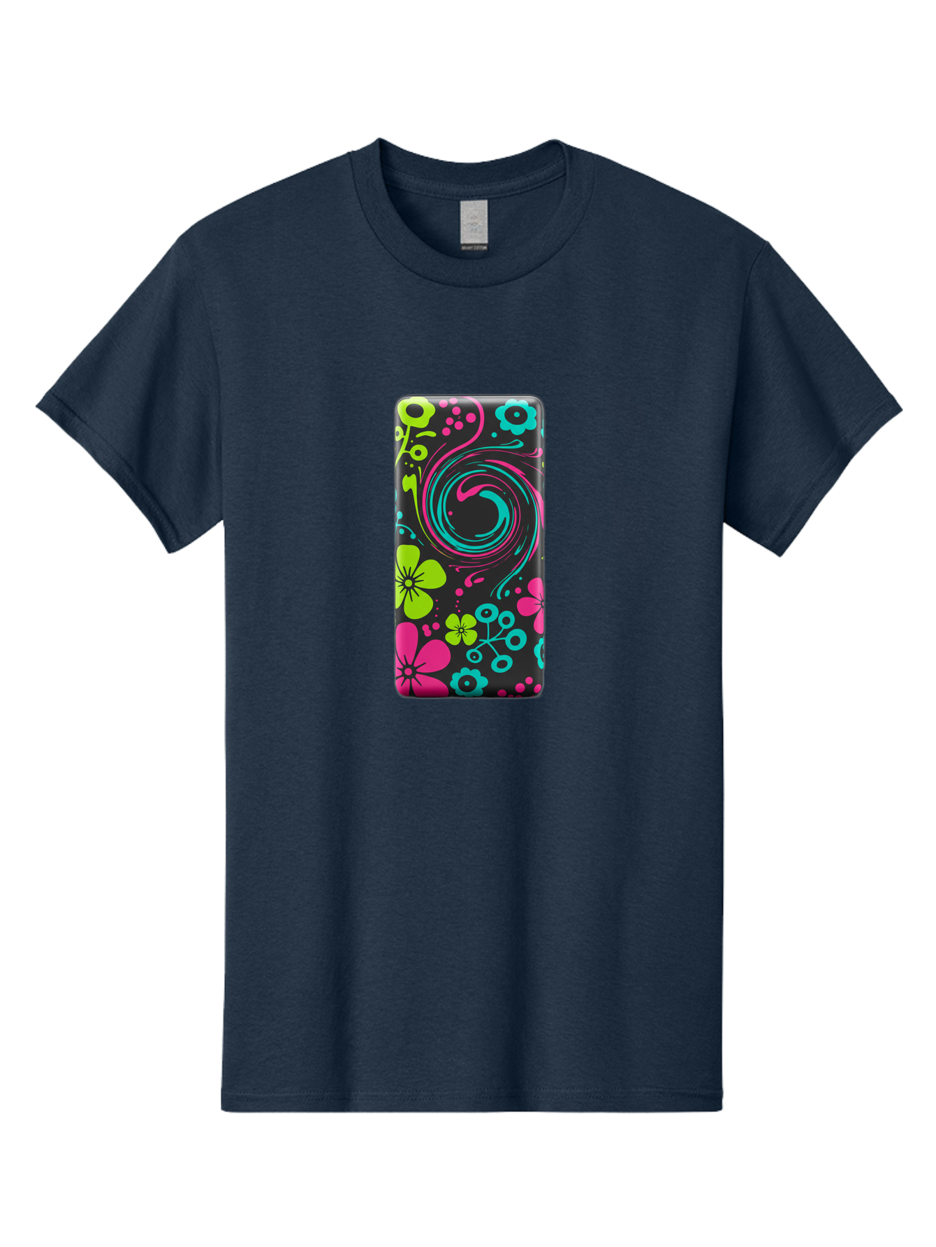 Floral-Swirl-Phone-Case Men'S Graphic Tee, 100% Cotton, Comfortable Casual Summer Wear, Machine Washable, Vintage Camera, Old Camera, Antique Camera, Black Camera, Classic Photography, Photography Equipment, Nostalgic Device, Film Camera, Baf085