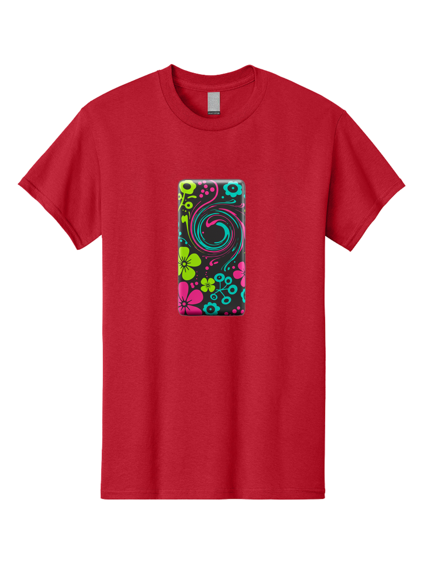 Floral-Swirl-Phone-Case Men'S Graphic Tee, 100% Cotton, Comfortable Casual Summer Wear, Machine Washable, Vintage Camera, Old Camera, Antique Camera, Black Camera, Classic Photography, Photography Equipment, Nostalgic Device, Film Camera, Baf085