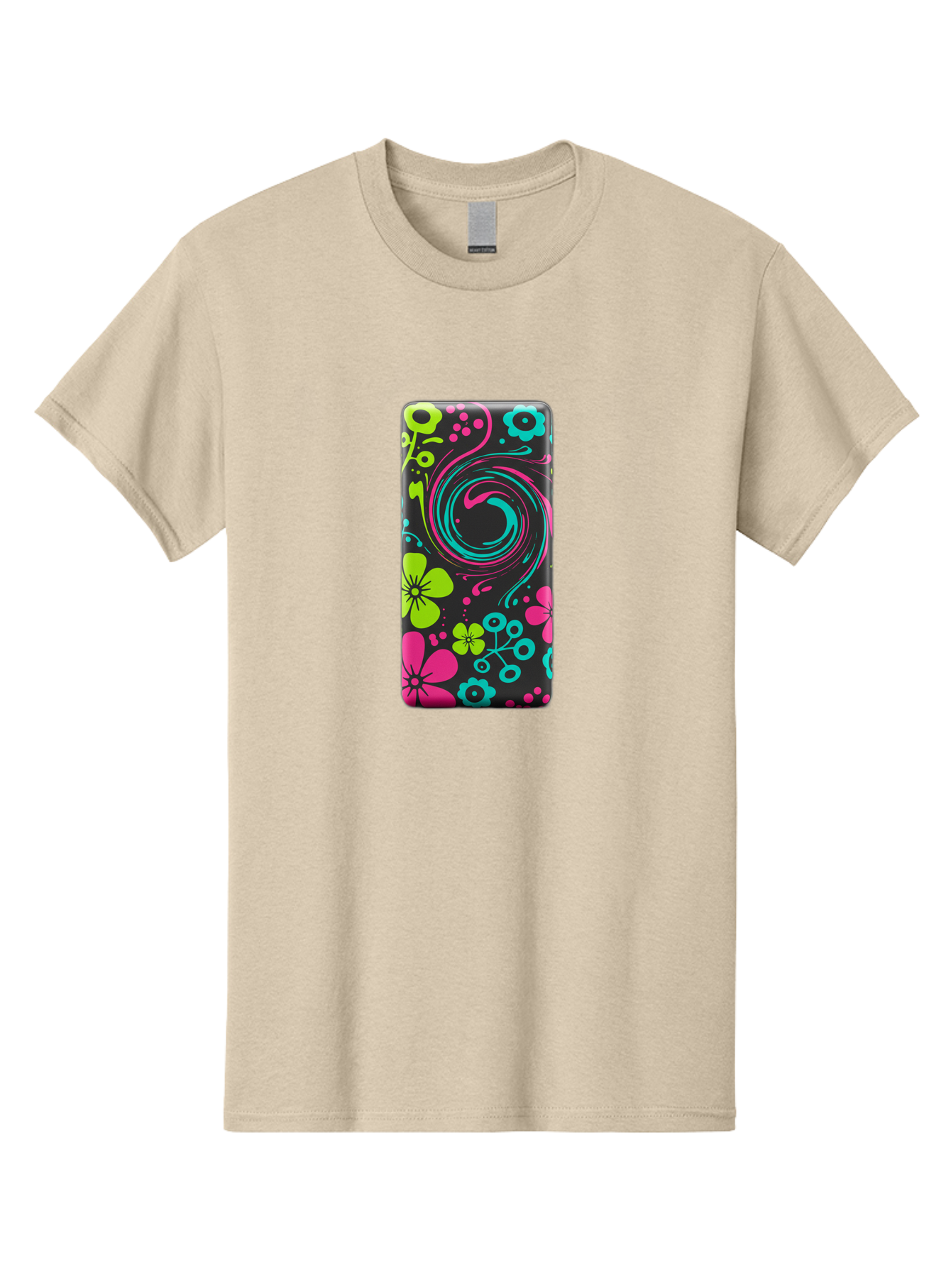 Floral-Swirl-Phone-Case Men'S Graphic Tee, 100% Cotton, Comfortable Casual Summer Wear, Machine Washable, Vintage Camera, Old Camera, Antique Camera, Black Camera, Classic Photography, Photography Equipment, Nostalgic Device, Film Camera, Baf085