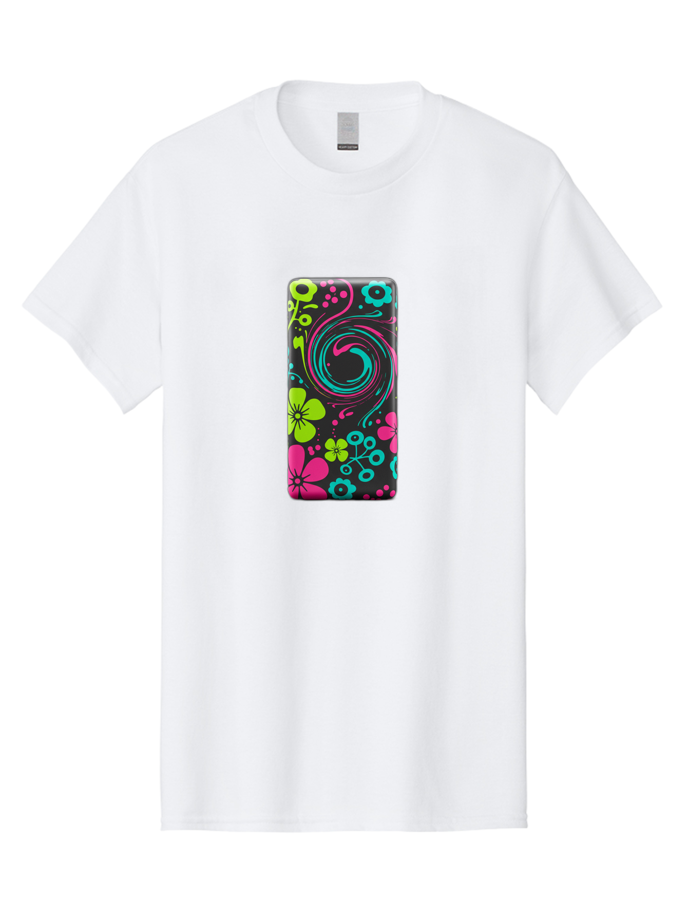 Floral-Swirl-Phone-Case Men'S Graphic Tee, 100% Cotton, Comfortable Casual Summer Wear, Machine Washable, Vintage Camera, Old Camera, Antique Camera, Black Camera, Classic Photography, Photography Equipment, Nostalgic Device, Film Camera, Baf085