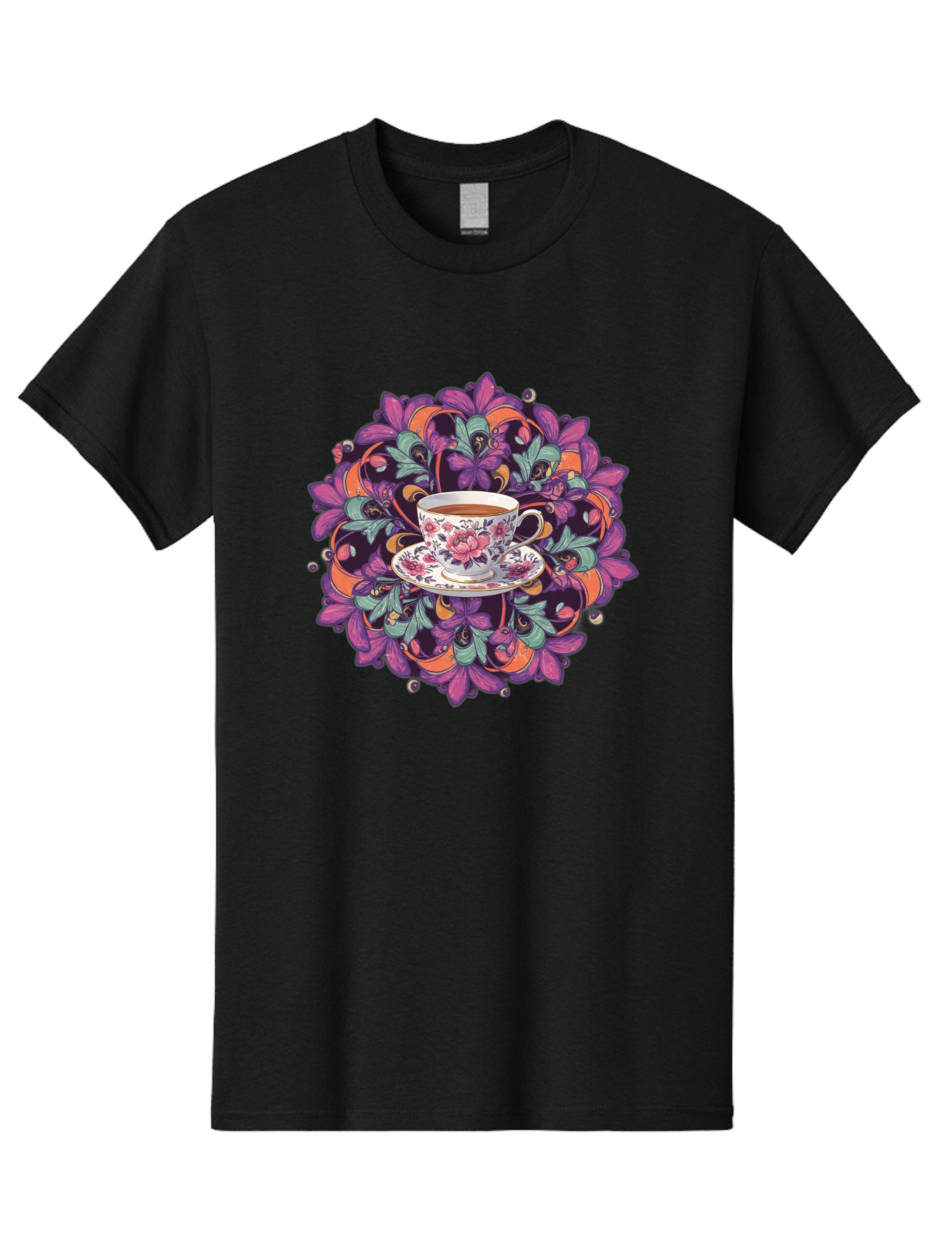 Floral-Tea-Cup Men'S Graphic Tee, 100% Cotton, Comfortable Casual Summer Wear, Machine Washable, Vintage Camera, Old Camera, Antique Camera, Black Camera, Classic Photography, Photography Equipment, Nostalgic Device, Film Camera, Camera Art Baf086