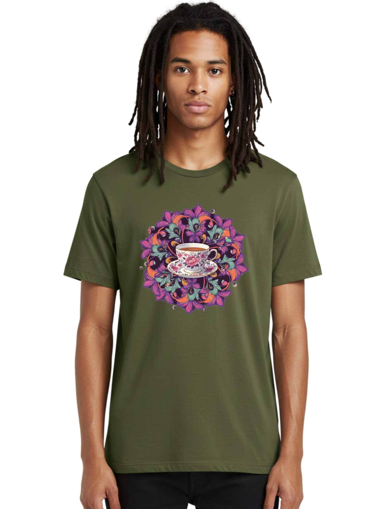 Floral-Tea-Cup Men'S Graphic Tee, 100% Cotton, Comfortable Casual Summer Wear, Machine Washable, Vintage Camera, Old Camera, Antique Camera, Black Camera, Classic Photography, Photography Equipment, Nostalgic Device, Film Camera, Camera Art Baf086