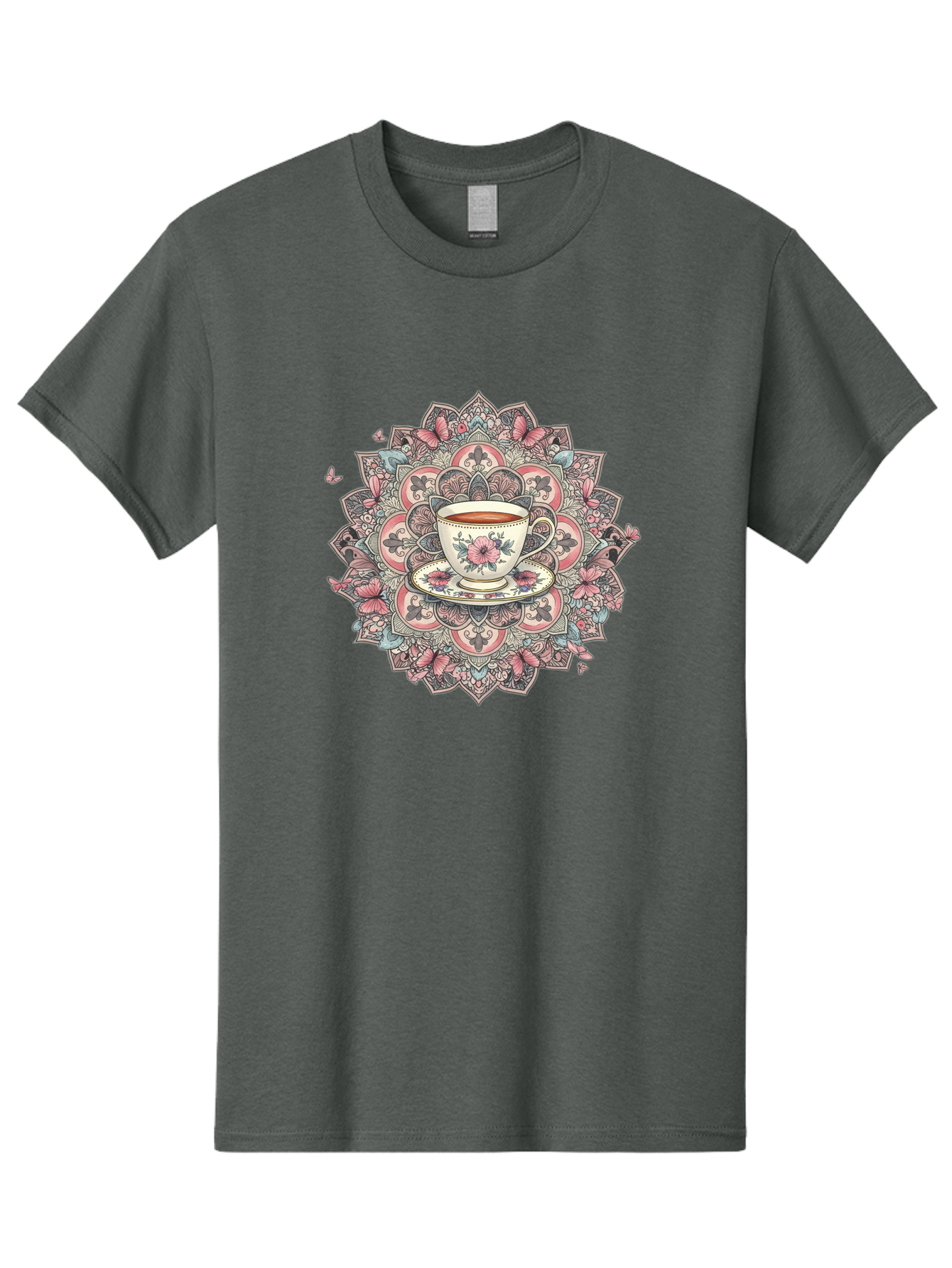 Floral-Teacup-Mandala Men'S Graphic Tee, 100% Cotton, Comfortable Casual Summer Wear, Machine Washable, Vintage Camera, Old Camera, Antique Camera, Black Camera, Classic Photography, Photography Equipment, Nostalgic Device, Film Camera, Baf087