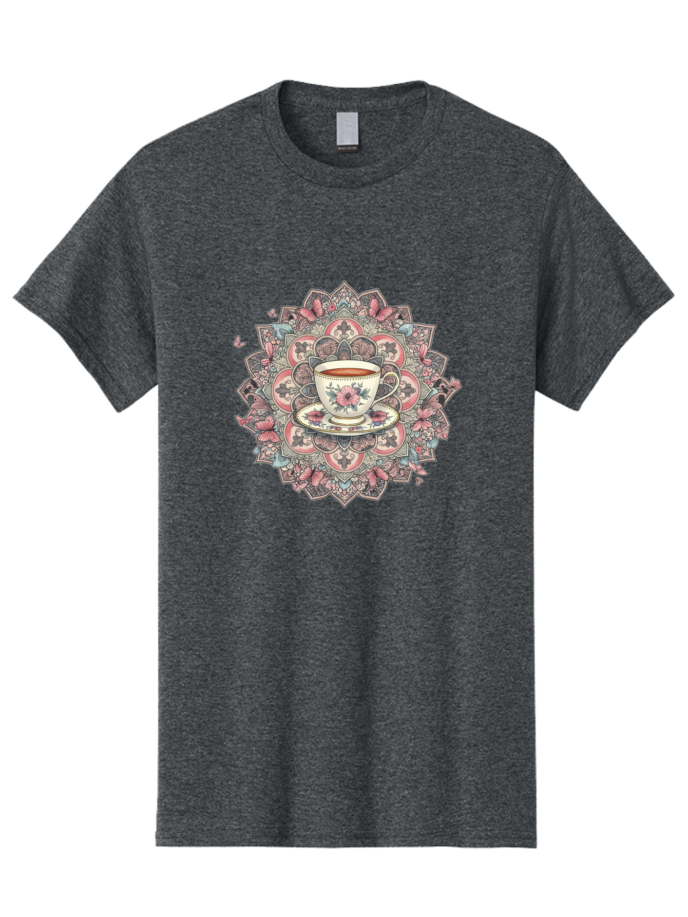 Floral-Teacup-Mandala Men'S Graphic Tee, 100% Cotton, Comfortable Casual Summer Wear, Machine Washable, Vintage Camera, Old Camera, Antique Camera, Black Camera, Classic Photography, Photography Equipment, Nostalgic Device, Film Camera, Baf087